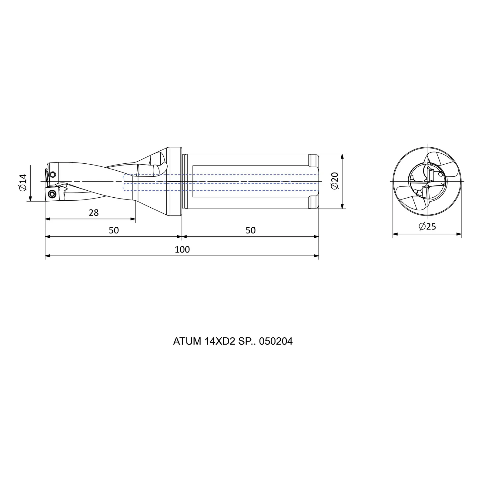 ATUM 14XD2 SP.. 050204 &mdash; dimensioned drawing