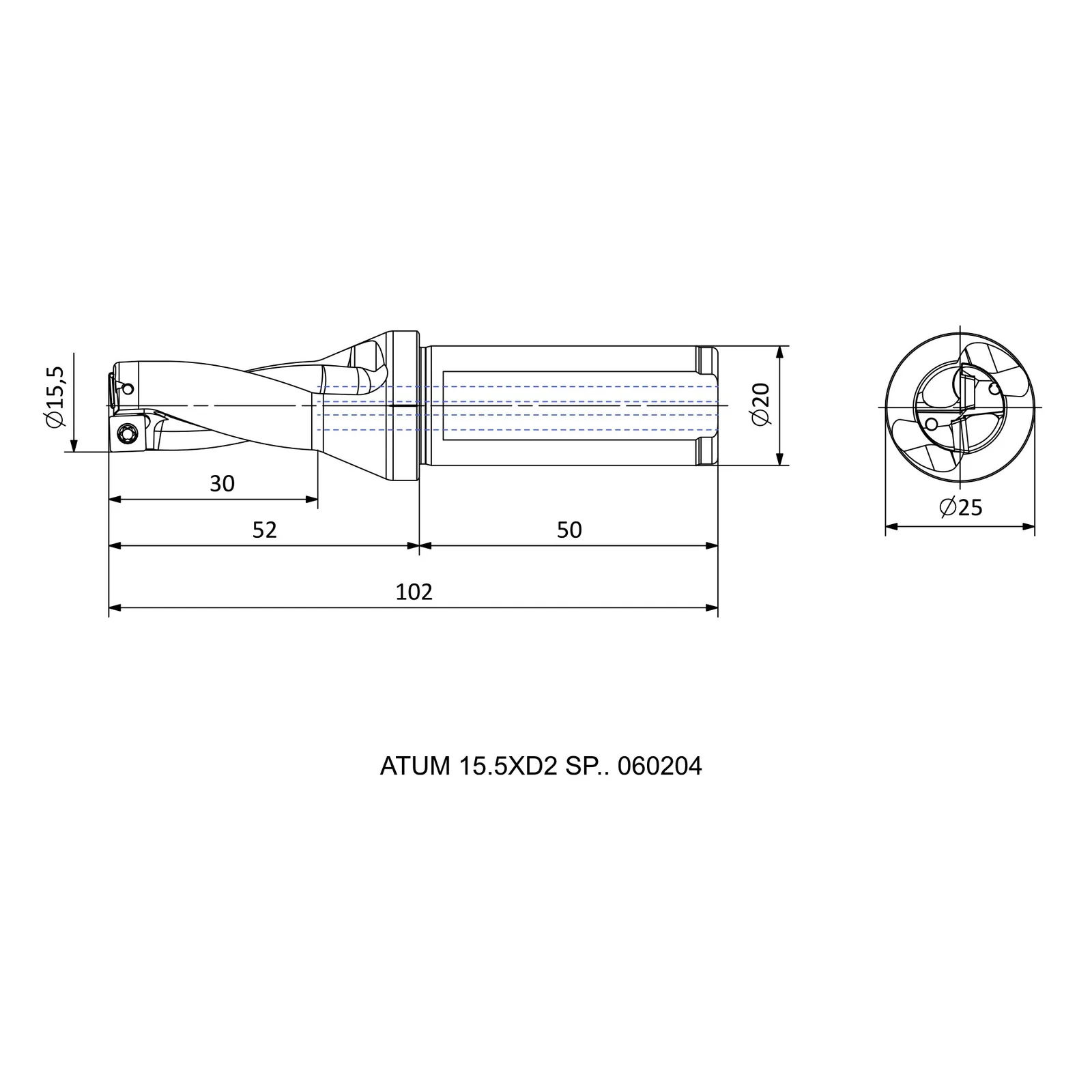 ATUM 15.5XD2 SP.. 060204 &mdash; dimensioned drawing