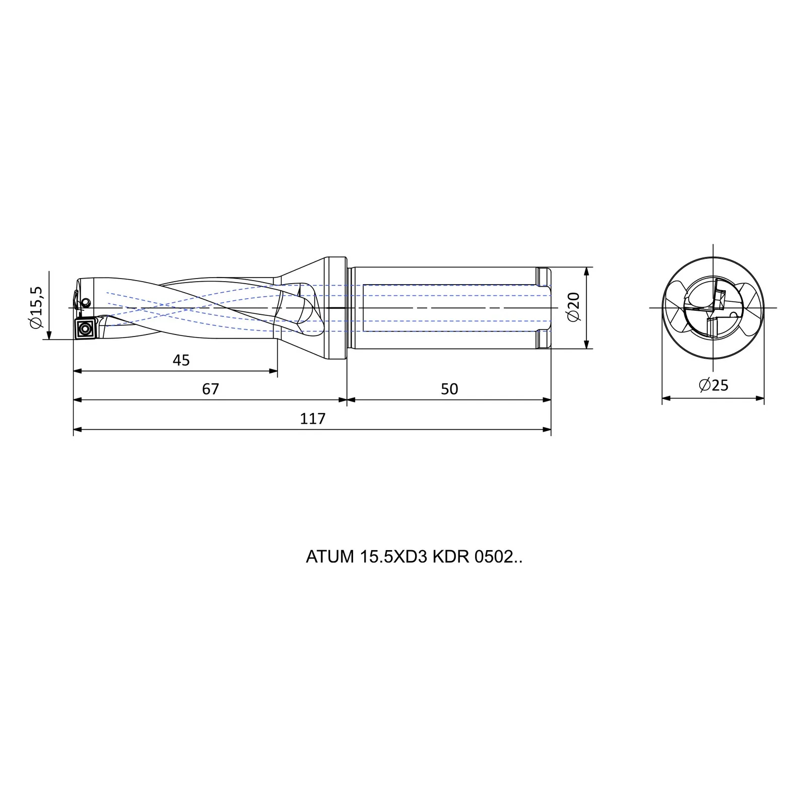 ATUM 15.5XD3 KDR 0502.. &mdash; dimensioned drawing