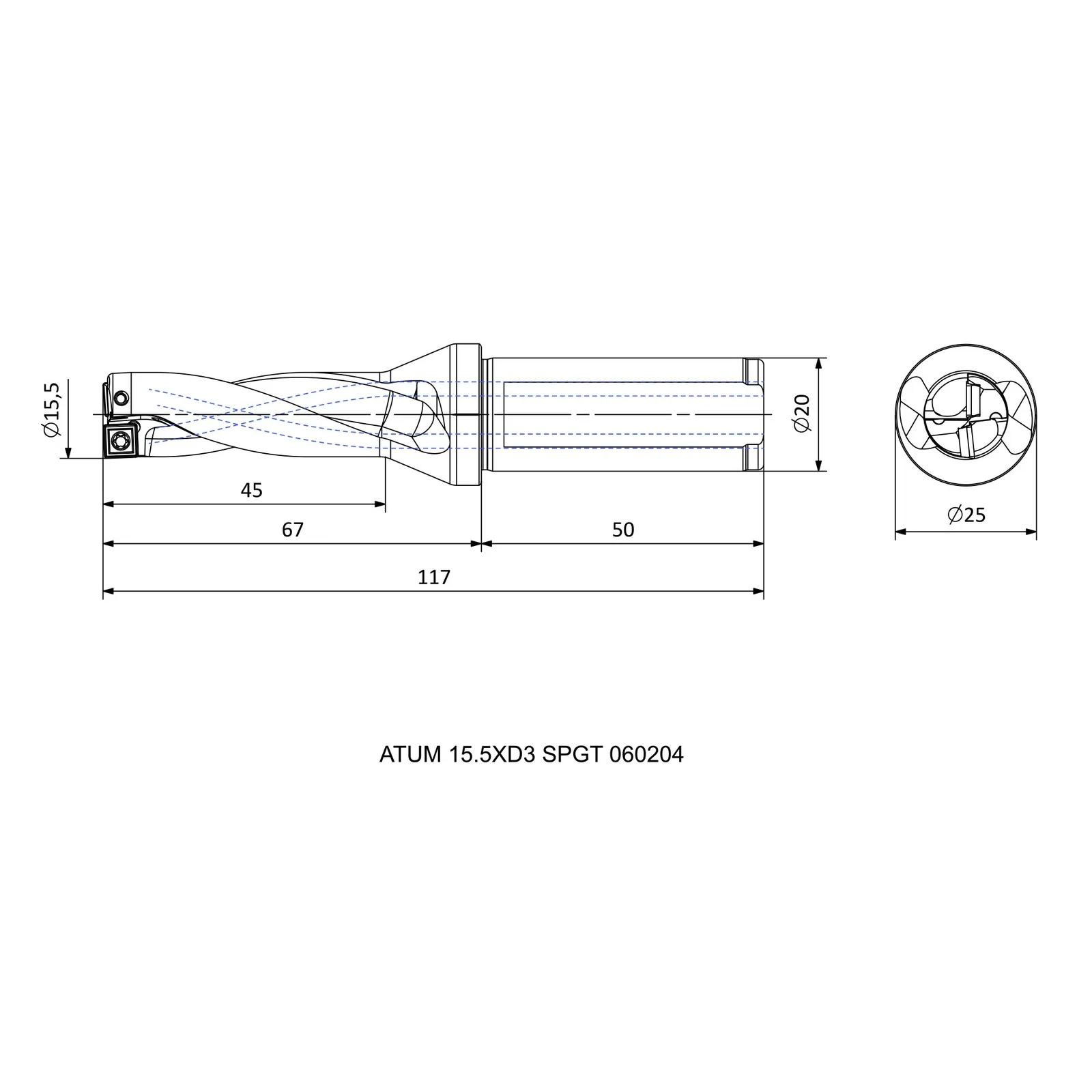 ATUM 15.5XD3 SPGT 060204 &mdash; dimensioned drawing