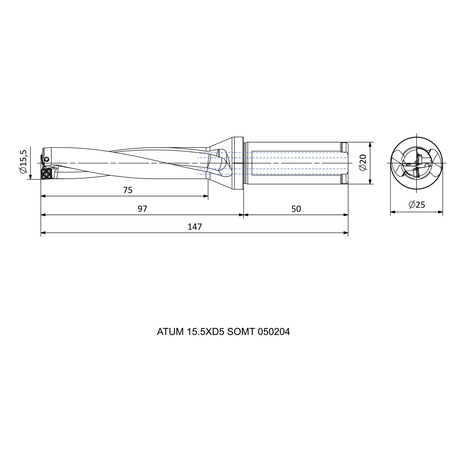 ATUM 15.5XD5 SOMT 050204 &mdash; dimensioned drawing