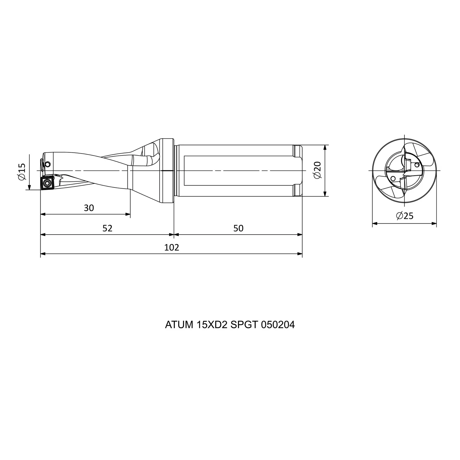 ATUM 15XD2 SPGT 050204 &mdash; dimensioned drawing