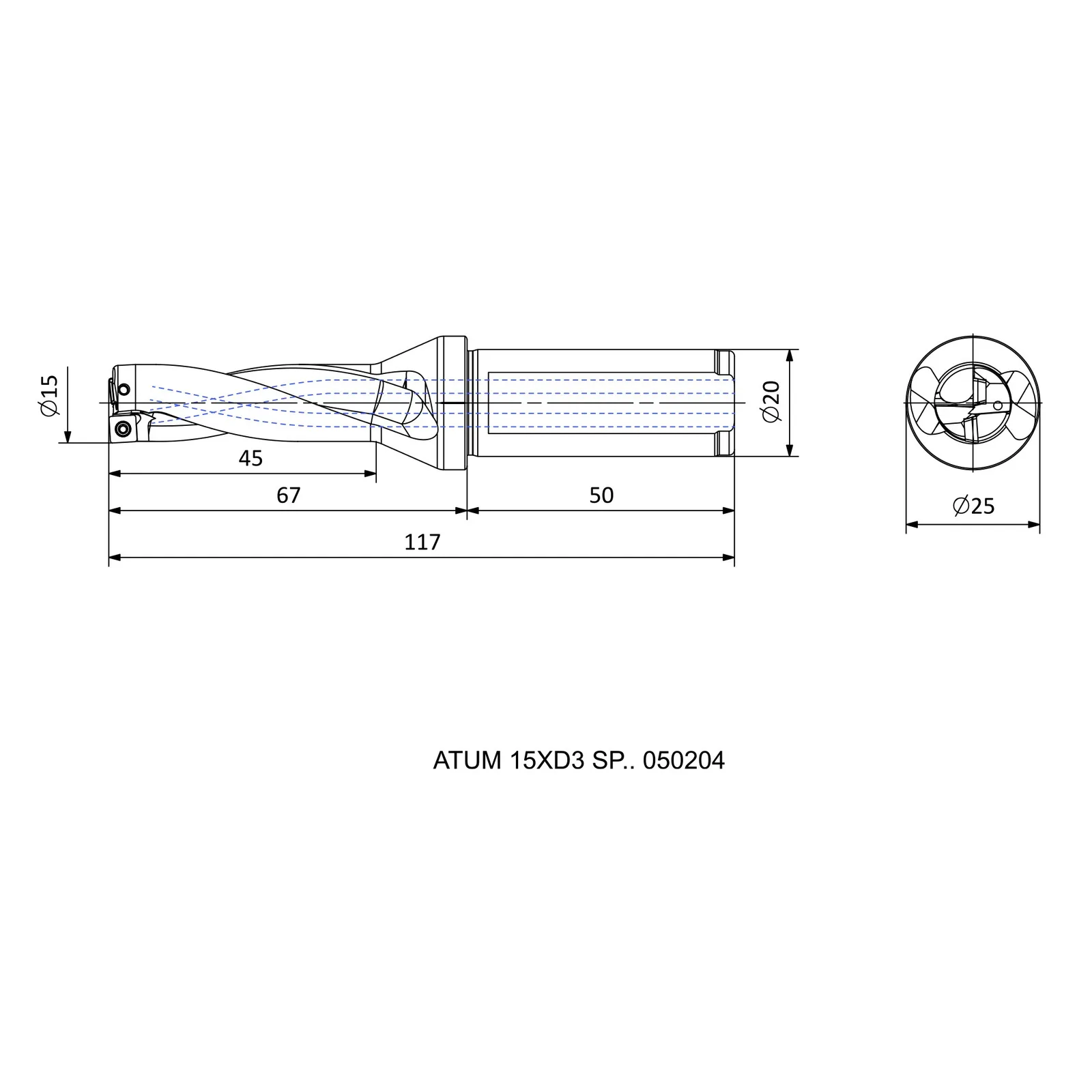 ATUM 15XD3 SP.. 050204 &mdash; dimensioned drawing