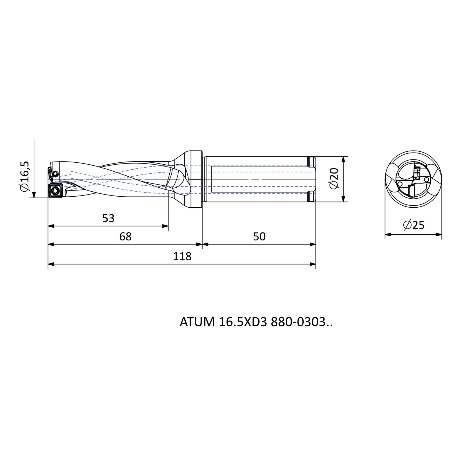 ATUM 16.5XD3 880-0303.. &mdash; dimensioned drawing