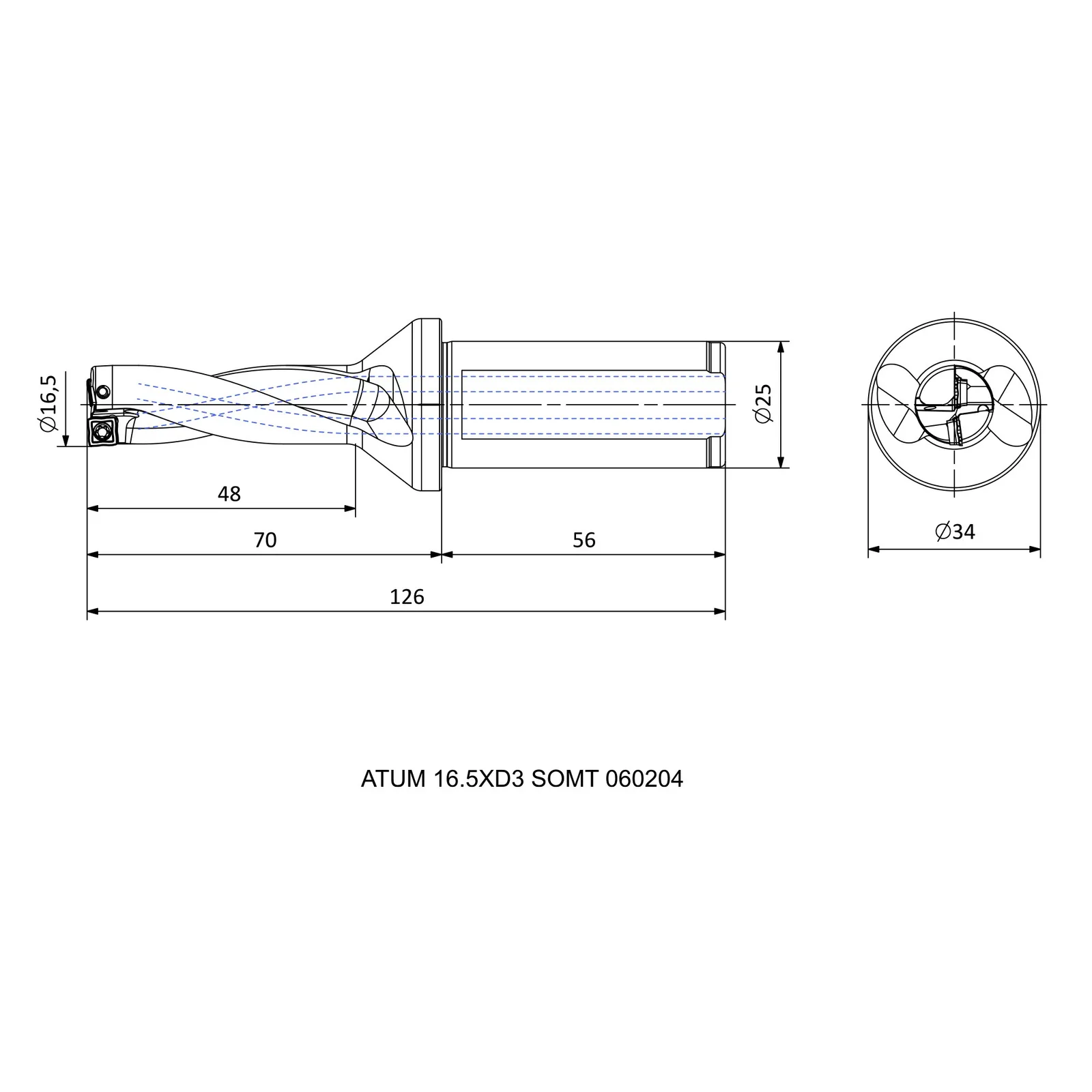 ATUM 16.5XD3 SOMT 060204 &mdash; dimensioned drawing