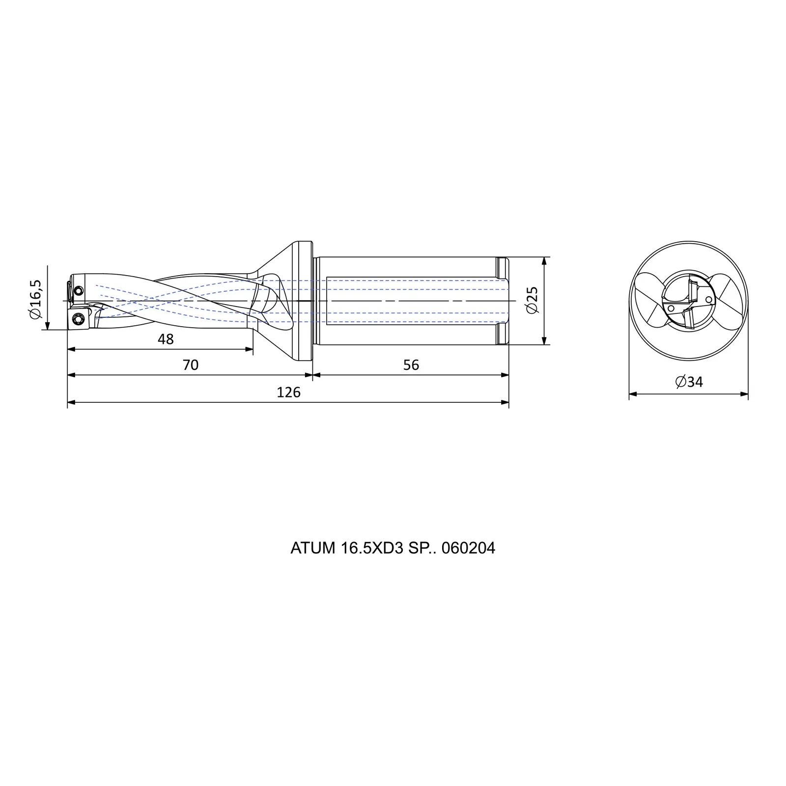 ATUM 16.5XD3 SP.. 060204 &mdash; dimensioned drawing