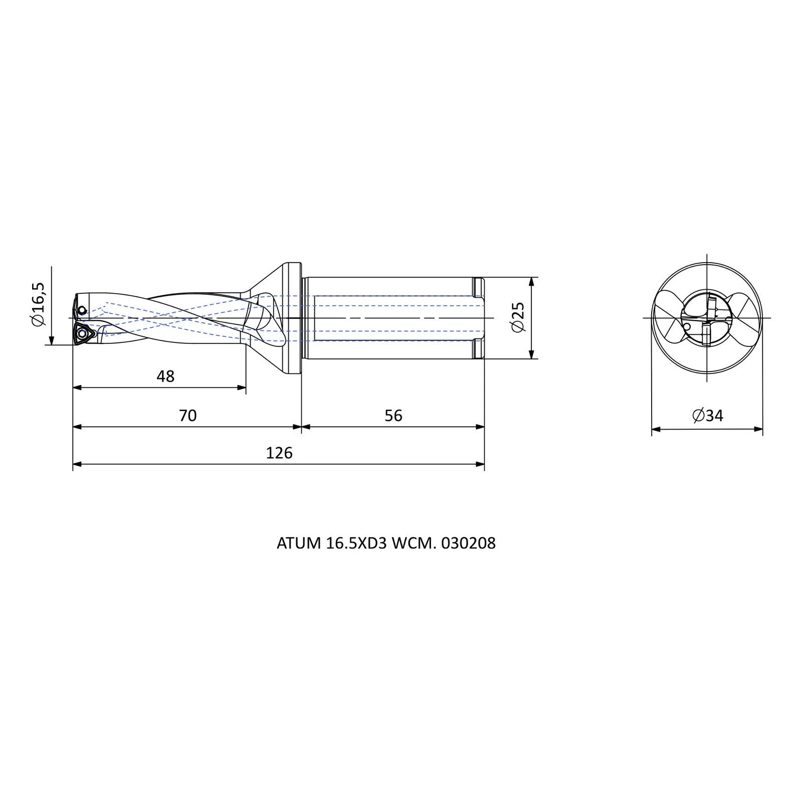ATUM 16.5XD3 WCM. 030208 &mdash; dimensioned drawing