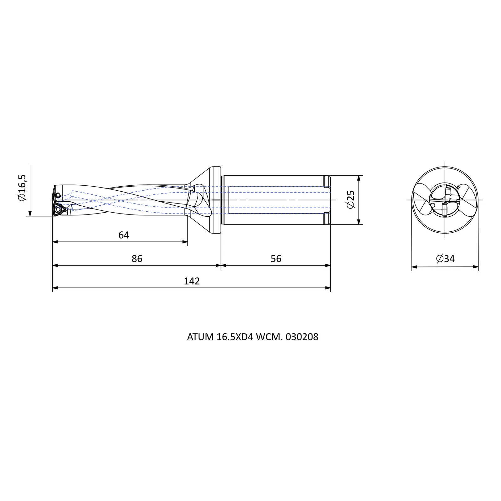 ATUM 16.5XD4 WCM. 030208 &mdash; dimensioned drawing