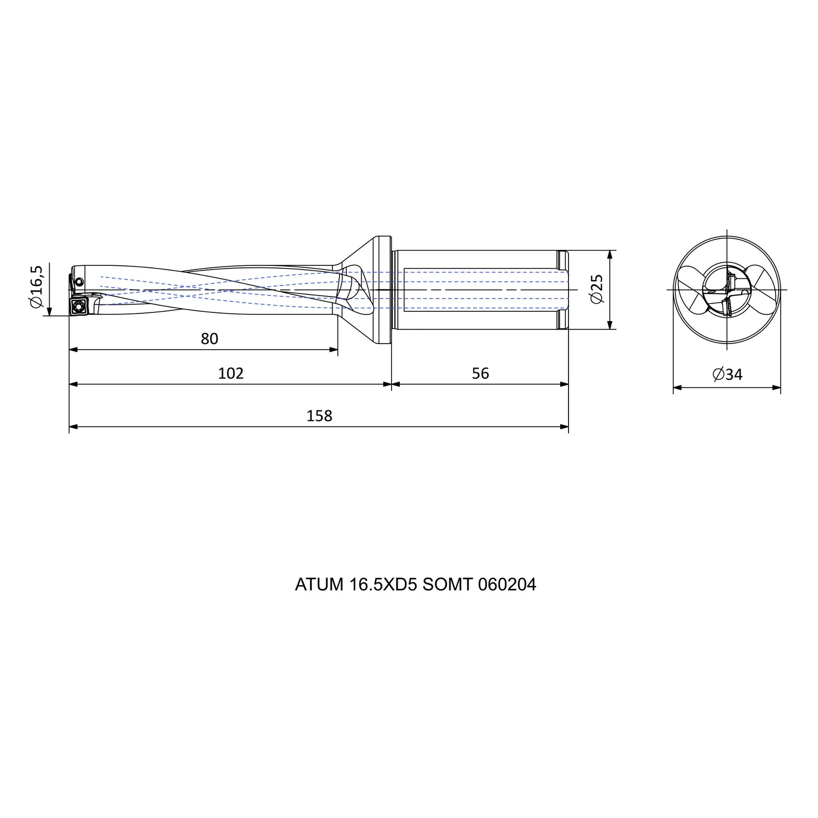 ATUM 16.5XD5 SOMT 060204 &mdash; dimensioned drawing