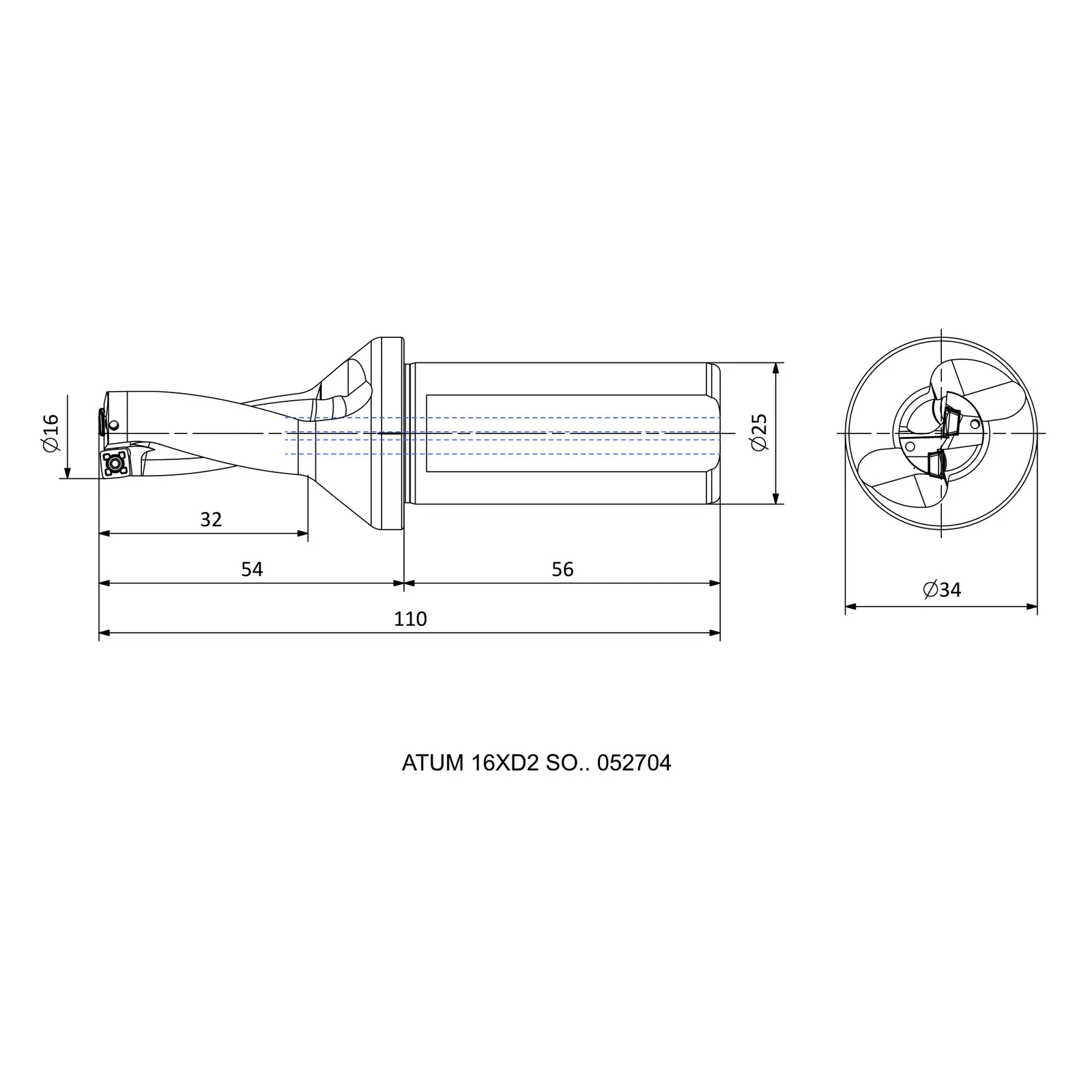 ATUM 16XD2 SO.. 052704 &mdash; dimensioned drawing