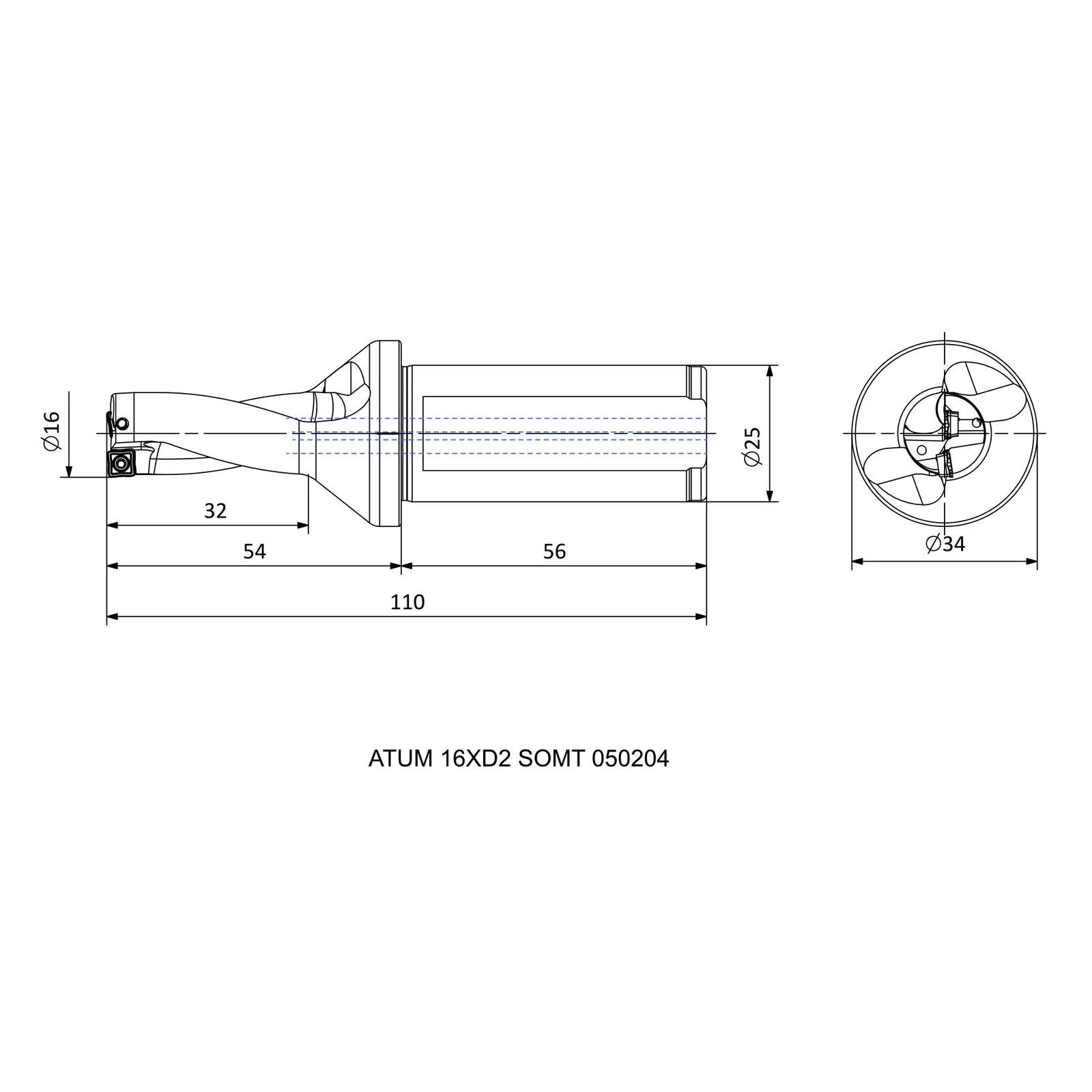 ATUM 16XD2 SOMT 050204 &mdash; dimensioned drawing