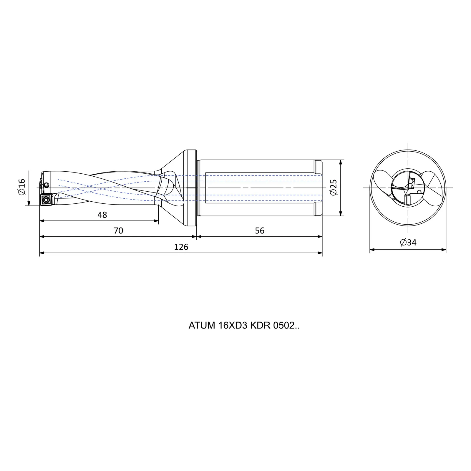 ATUM 16XD3 KDR 0502.. &mdash; dimensioned drawing