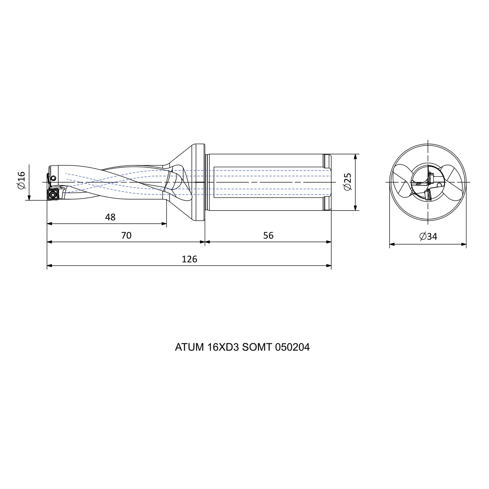 ATUM 16XD3 SOMT 050204 &mdash; dimensioned drawing
