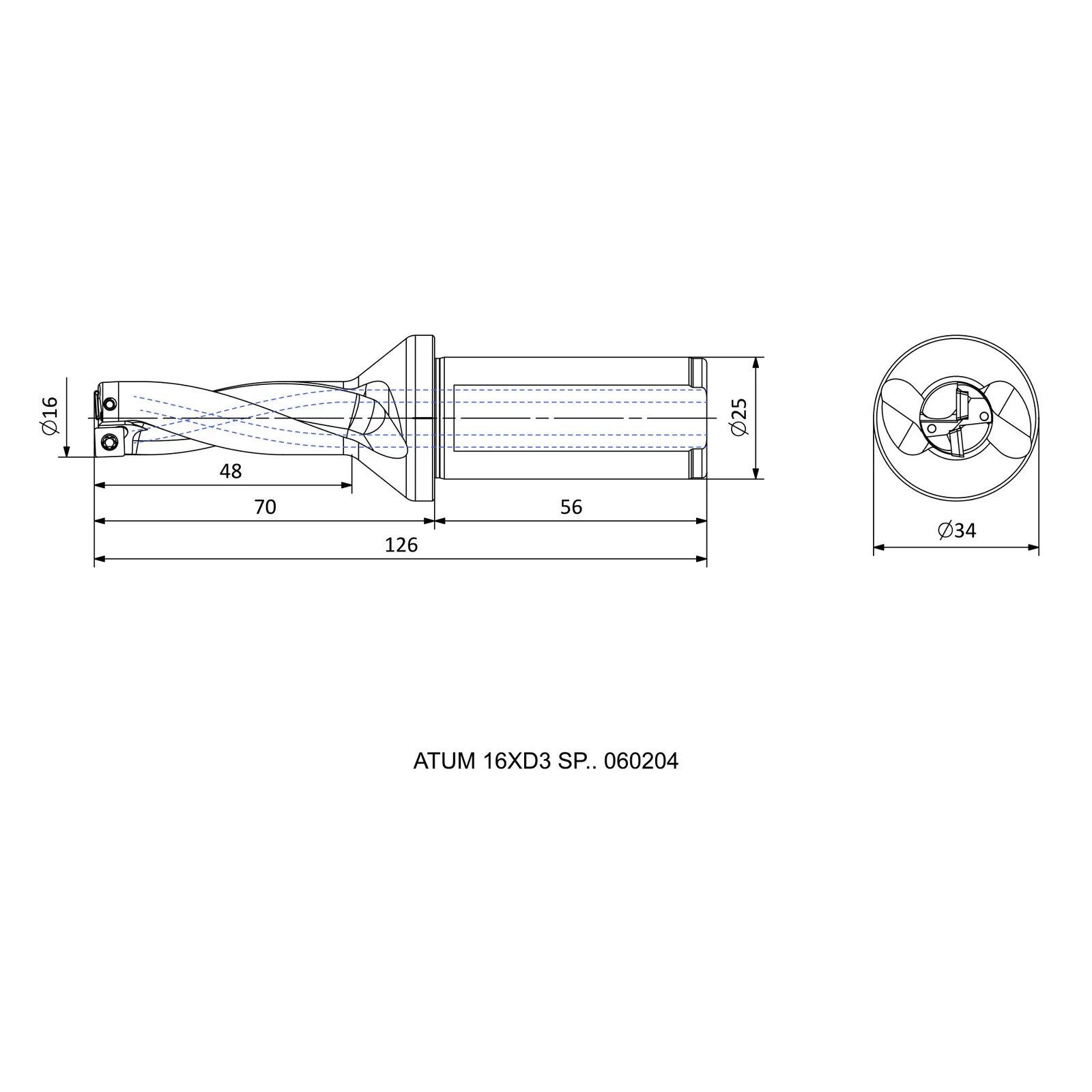 ATUM 16XD3 SP.. 060204 &mdash; dimensioned drawing