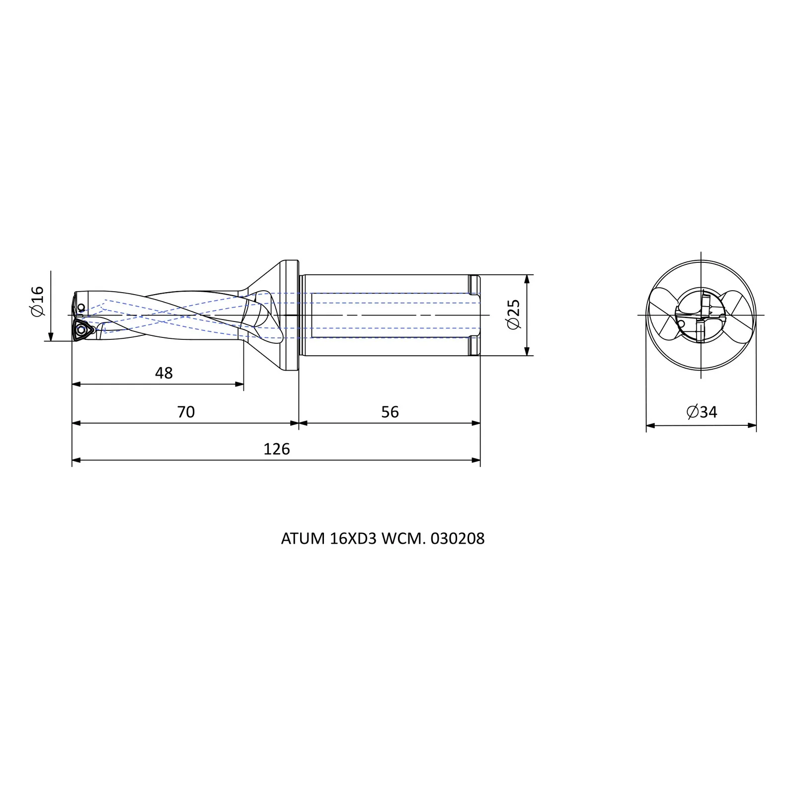 ATUM 16XD3 WCM. 030208 &mdash; dimensioned drawing