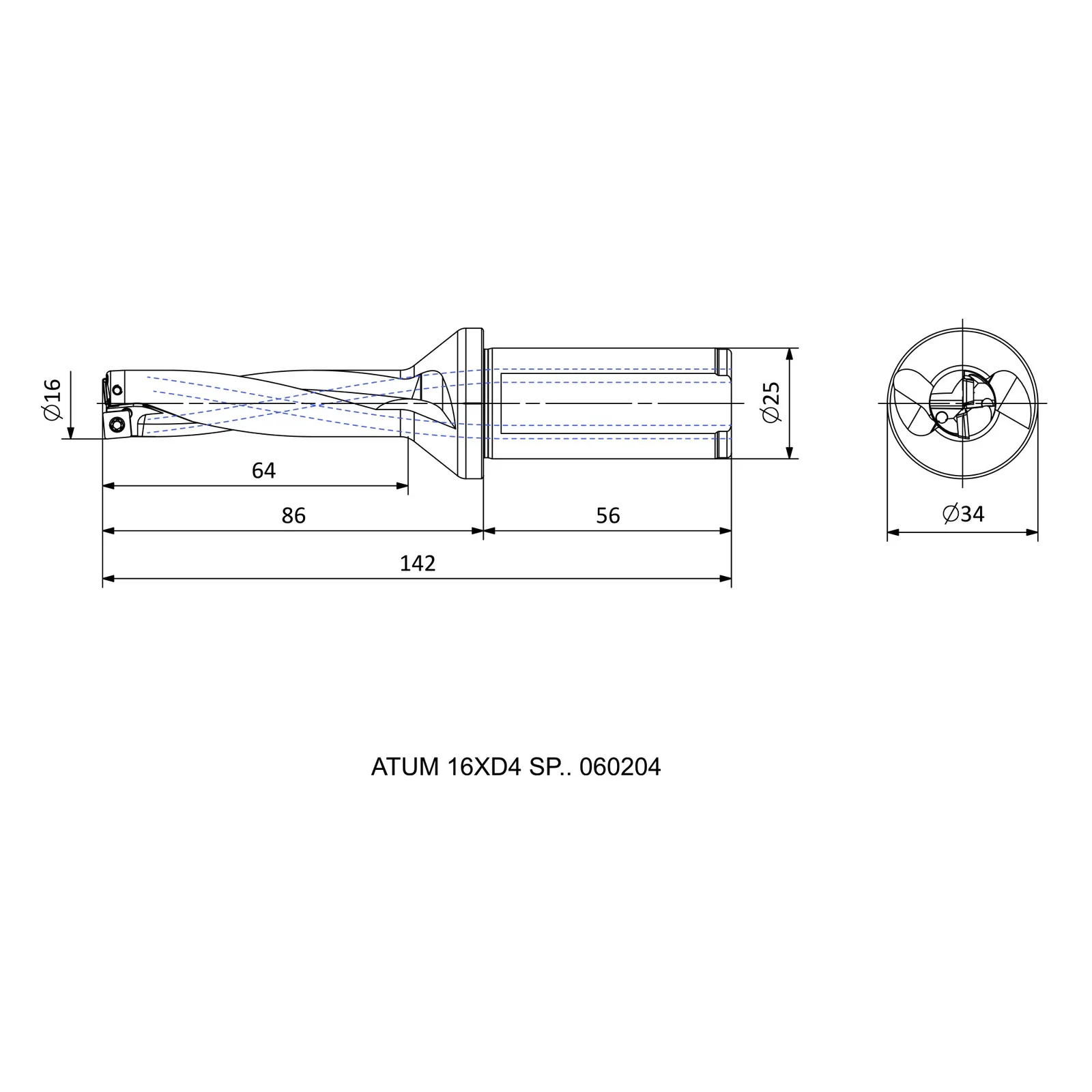 ATUM 16XD4 SP.. 060204 &mdash; dimensioned drawing