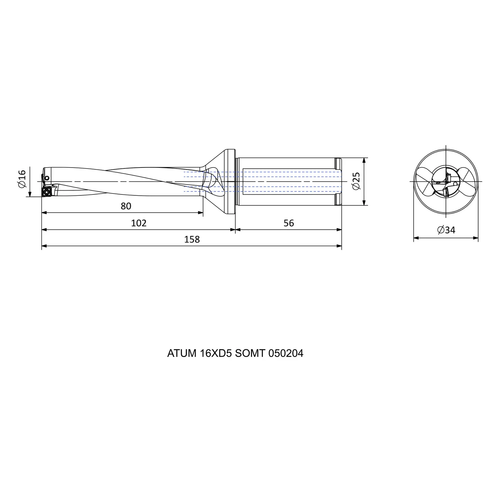 ATUM 16XD5 SOMT 050204 &mdash; dimensioned drawing