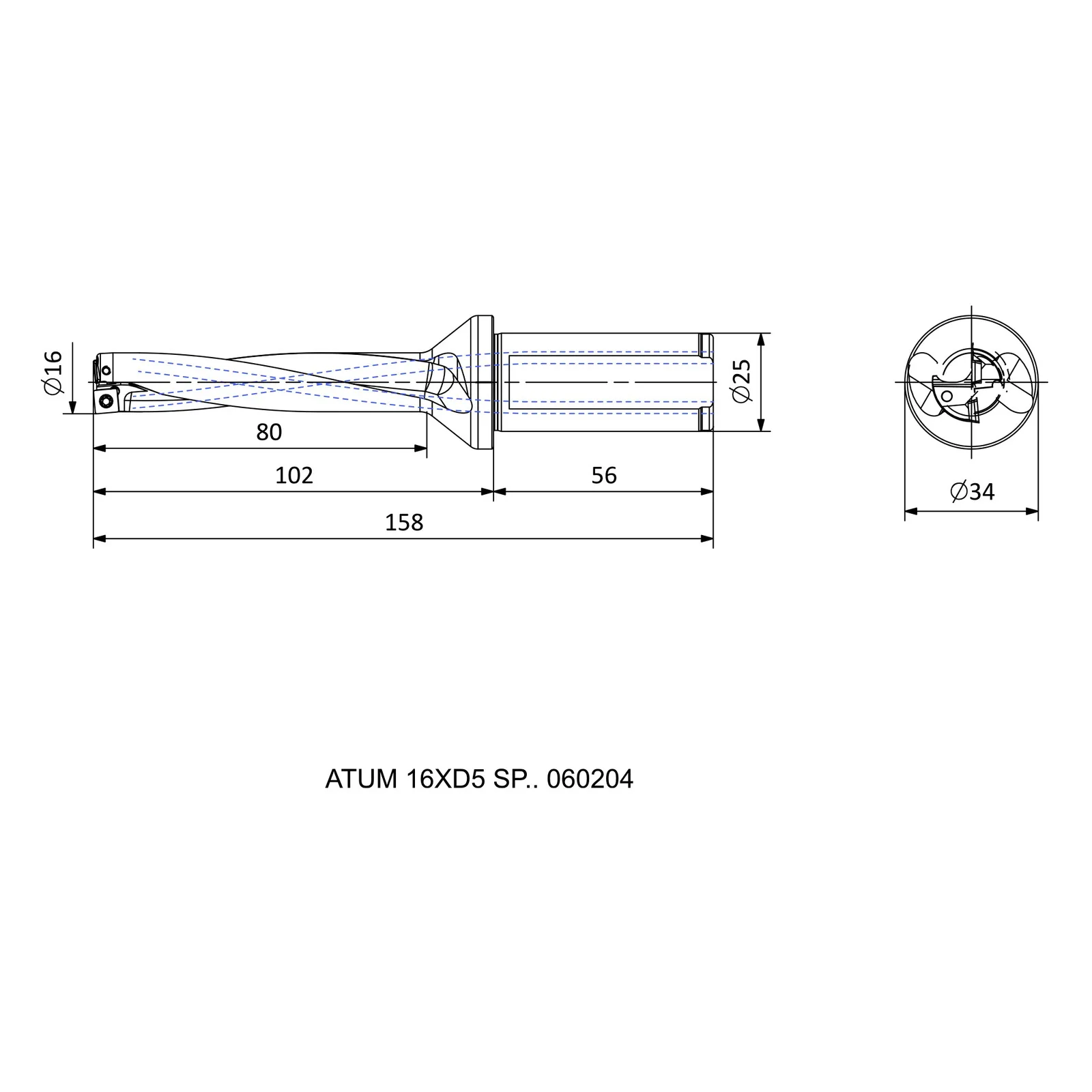 ATUM 16XD5 SP.. 060204 &mdash; dimensioned drawing