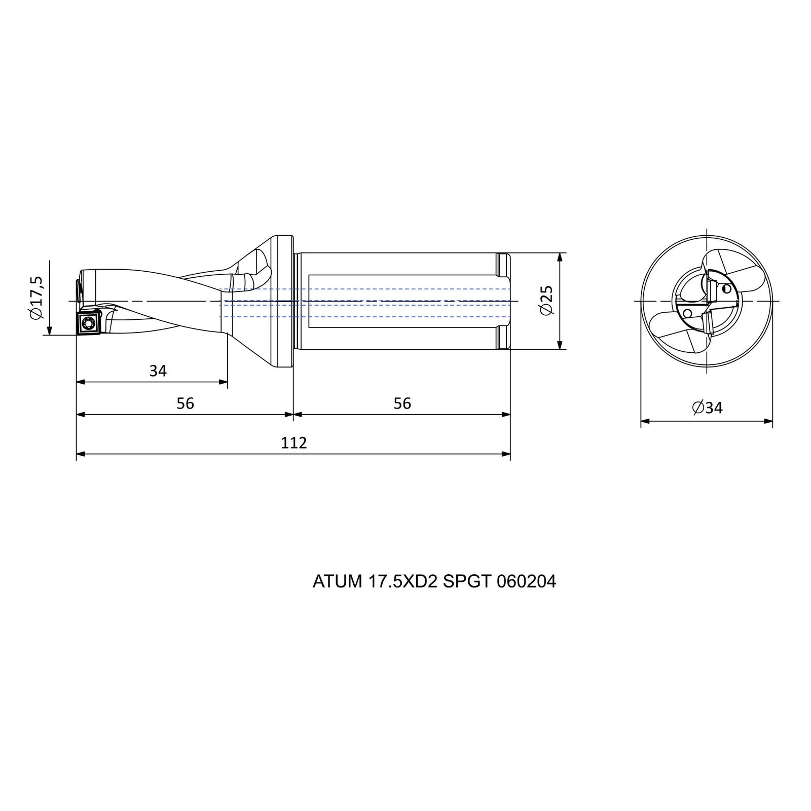 ATUM 17.5XD2 SPGT 060204 &mdash; dimensioned drawing