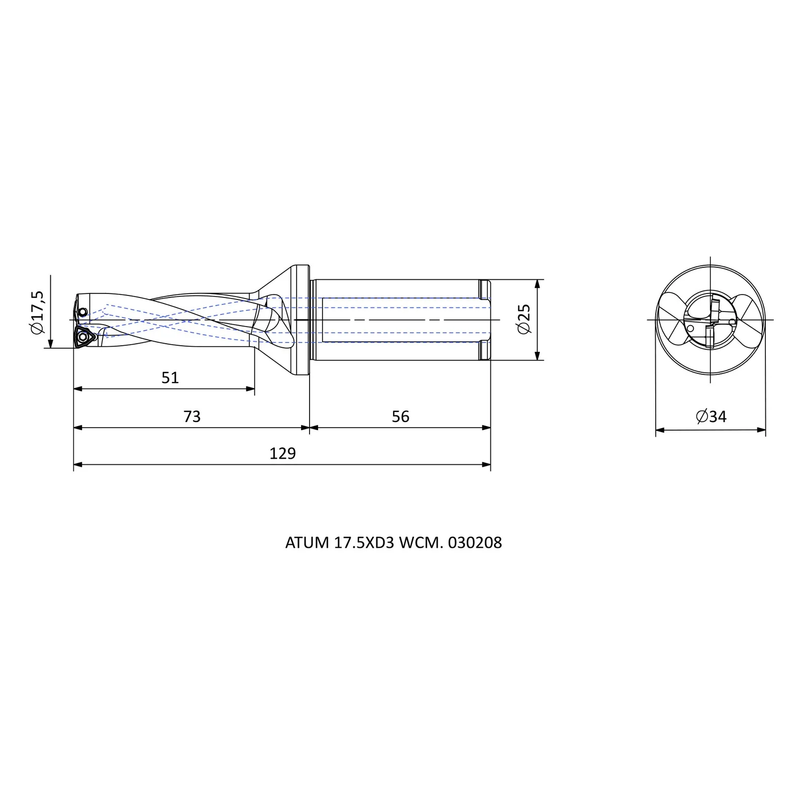 ATUM 17.5XD3 WCM. 030208 &mdash; dimensioned drawing