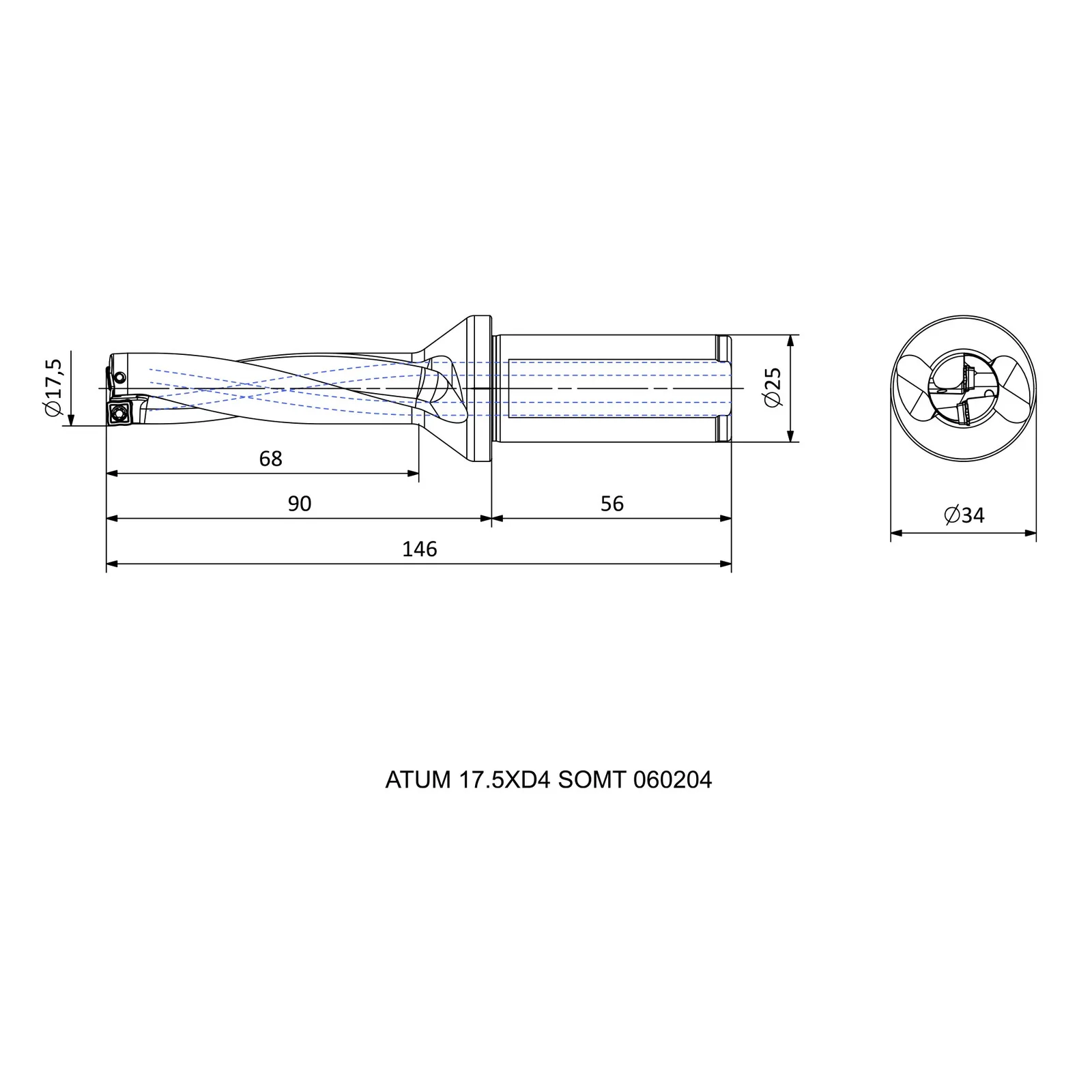 ATUM 17.5XD4 SOMT 060204 &mdash; dimensioned drawing