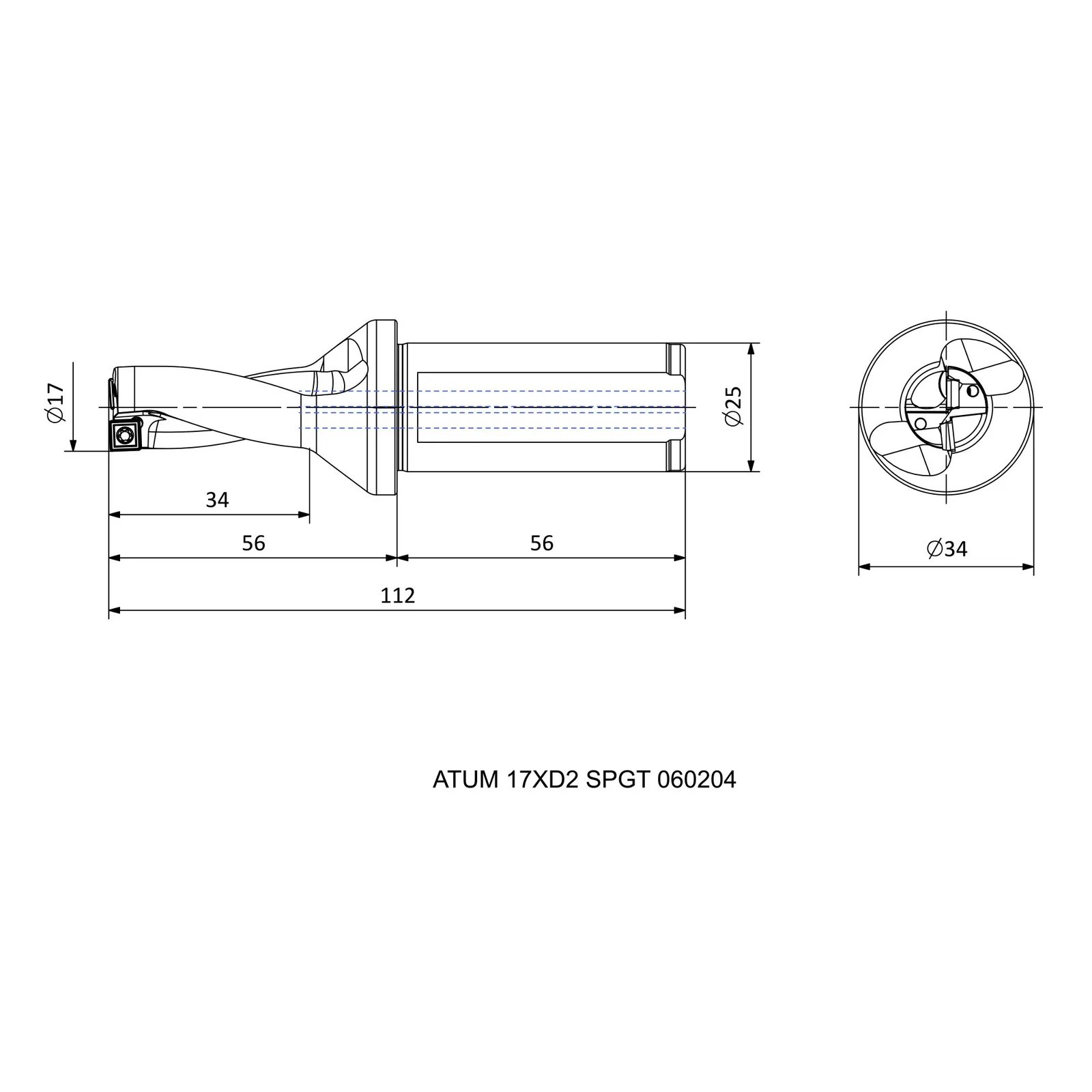 ATUM 17XD2 SPGT 060204 &mdash; dimensioned drawing