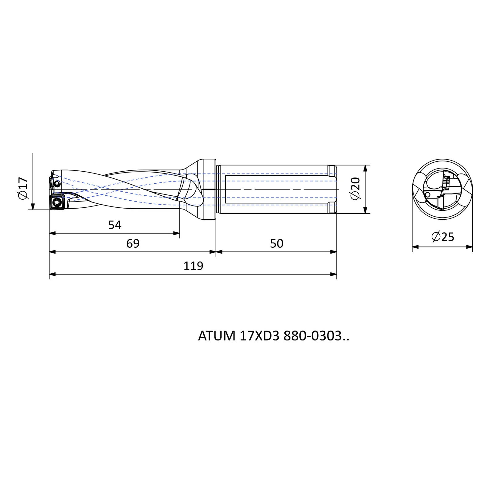 ATUM 17XD3 880-0303.. &mdash; dimensioned drawing