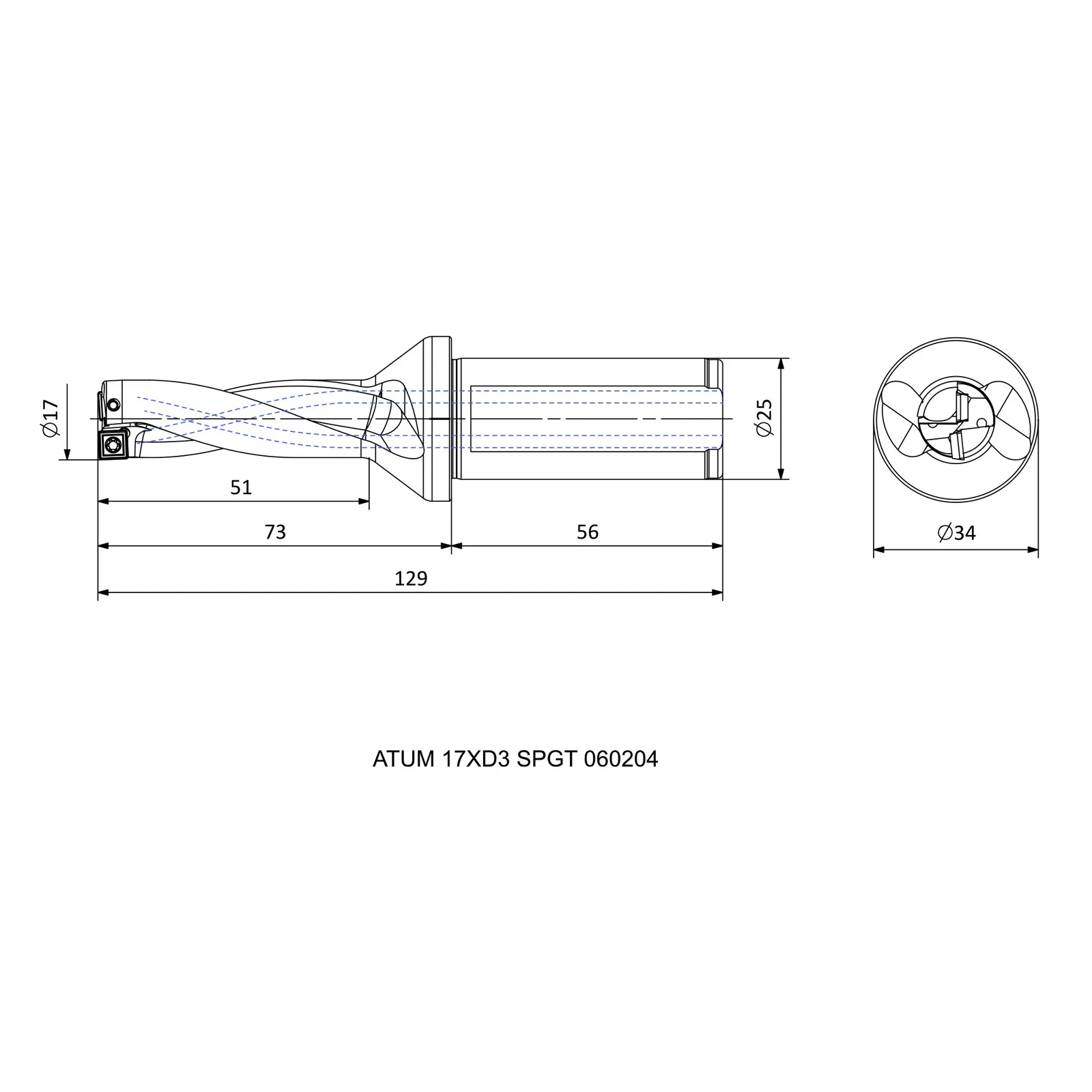 ATUM 17XD3 SPGT 060204 &mdash; dimensioned drawing