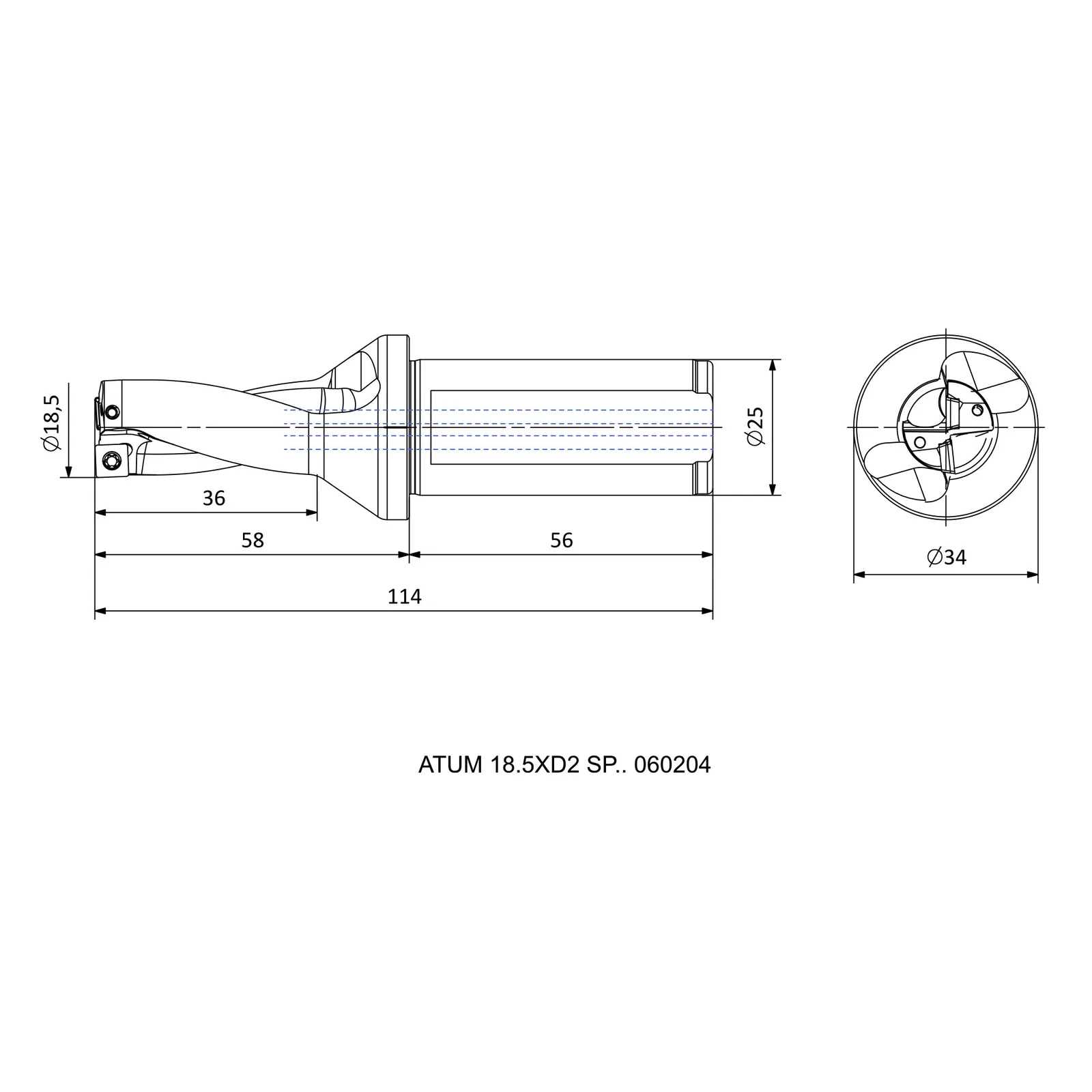 ATUM 18.5XD2 SP.. 060204 &mdash; dimensioned drawing