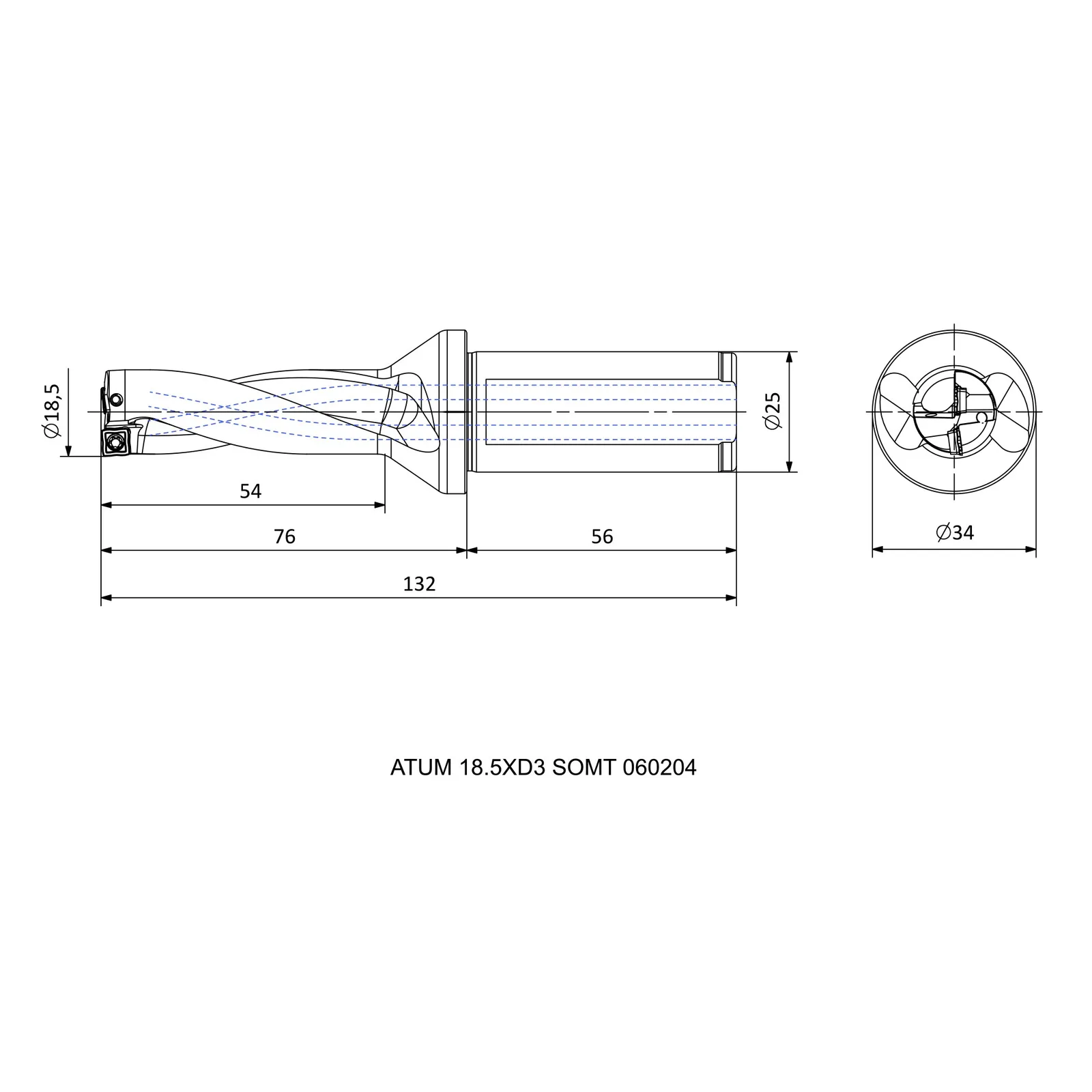 ATUM 18.5XD3 SOMT 060204 &mdash; dimensioned drawing