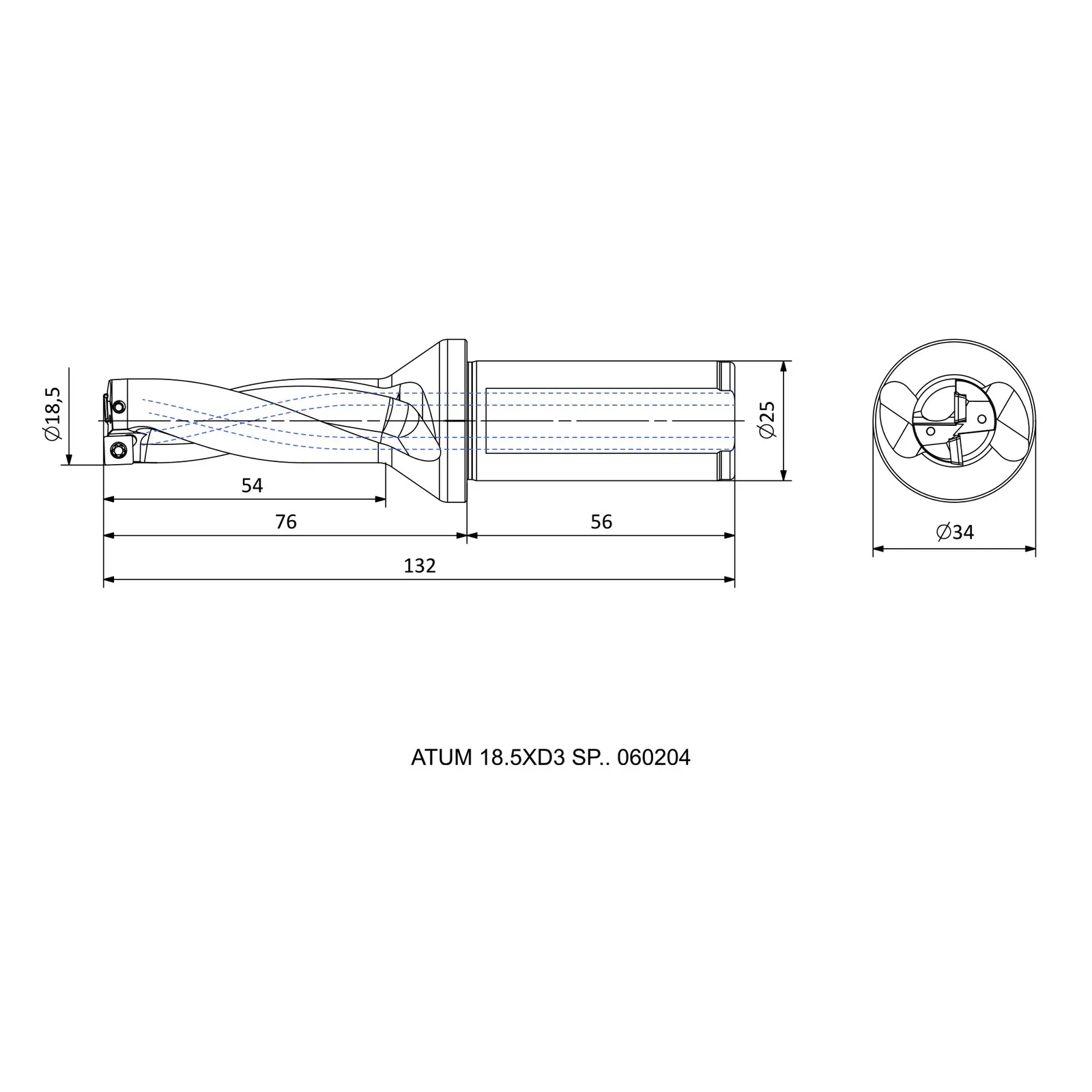 ATUM 18.5XD3 SP.. 060204 &mdash; dimensioned drawing