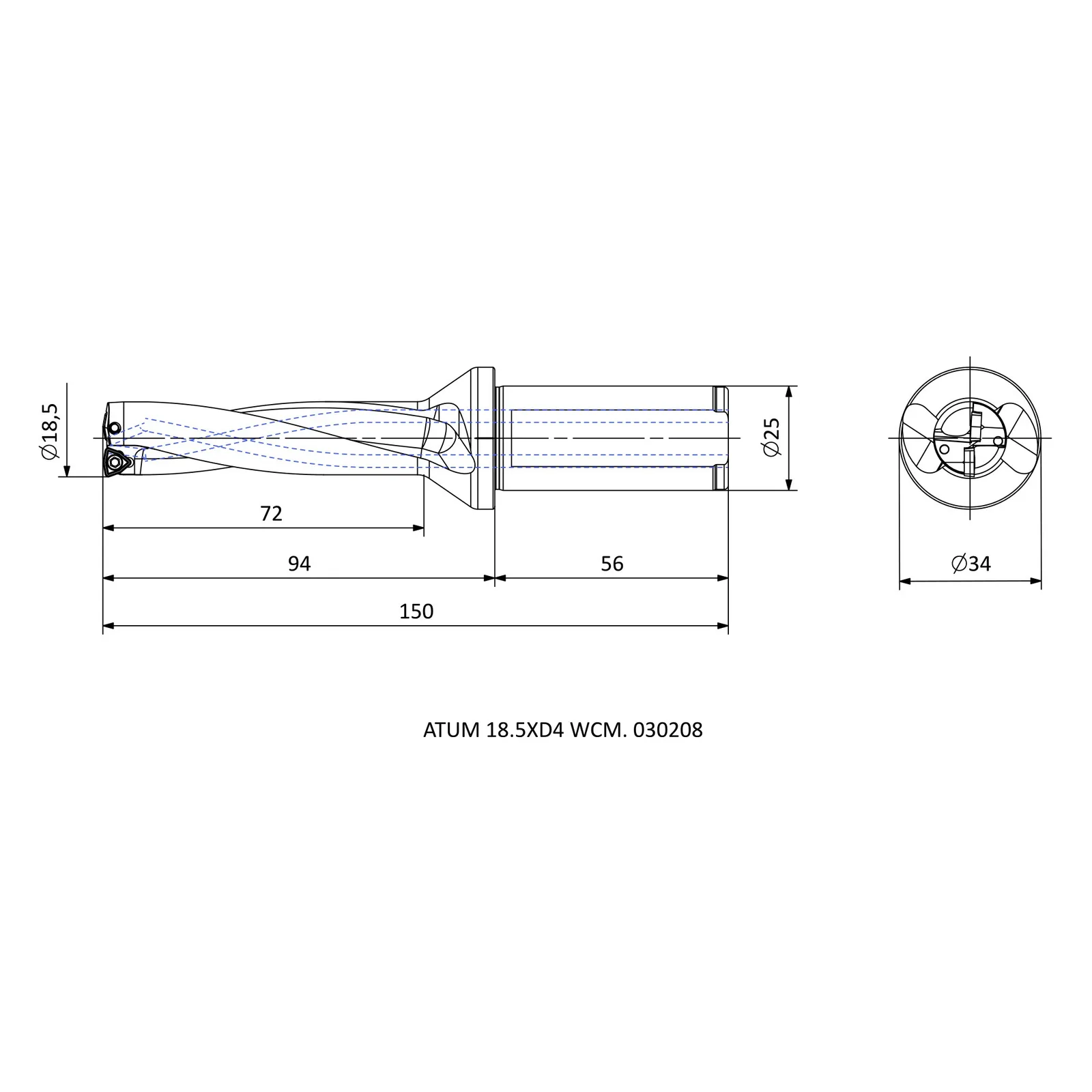 ATUM 18.5XD4 WCM. 030208 &mdash; dimensioned drawing