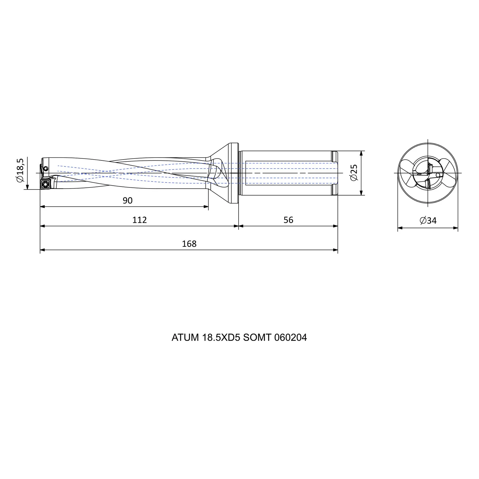 ATUM 18.5XD5 SOMT 060204 &mdash; dimensioned drawing