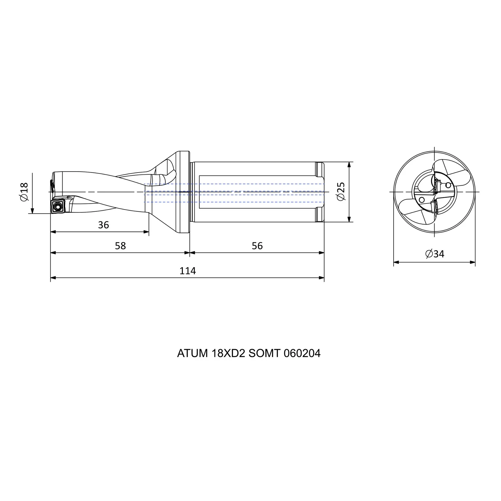 ATUM 18XD2 SOMT 060204 &mdash; dimensioned drawing