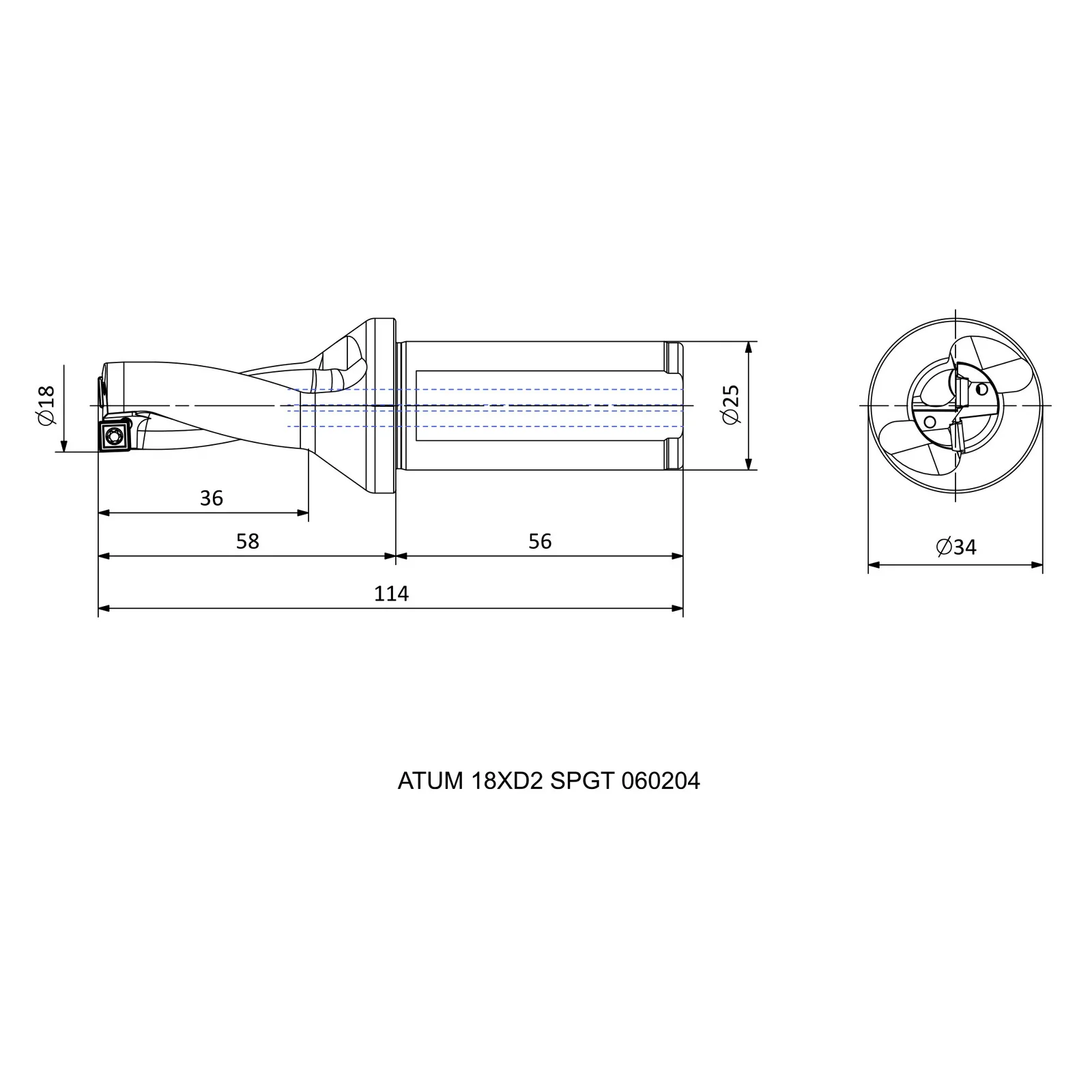 ATUM 18XD2 SPGT 060204 &mdash; dimensioned drawing