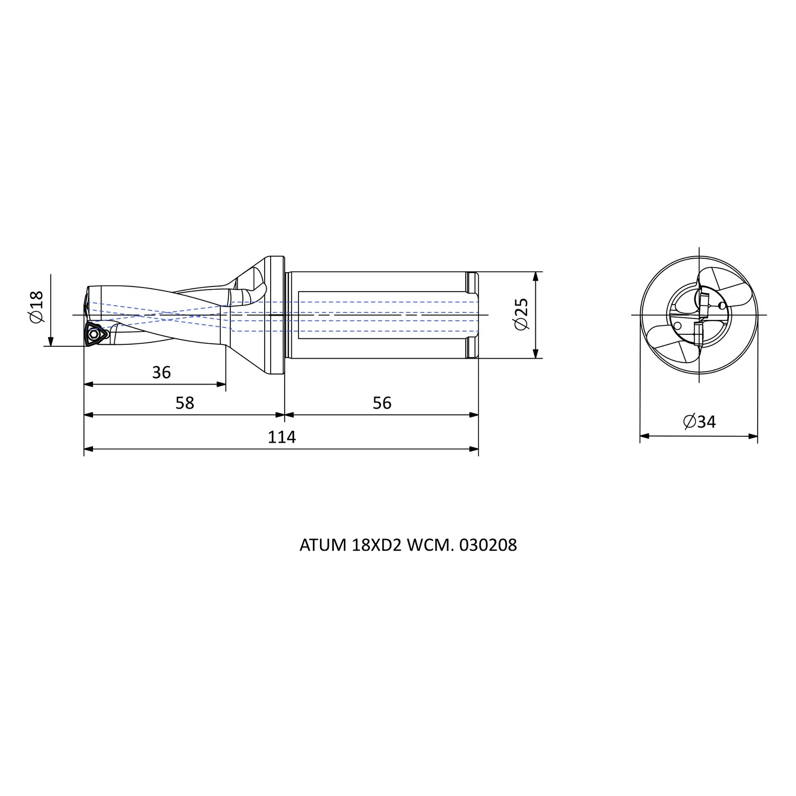 ATUM 18XD2 WCM. 030208 &mdash; dimensioned drawing