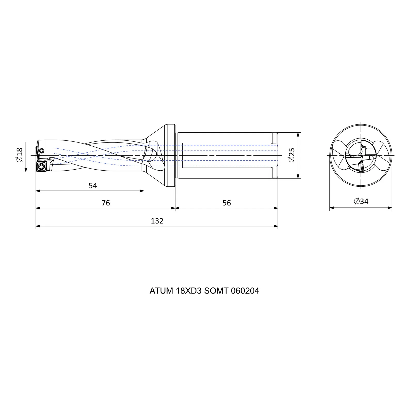 ATUM 18XD3 SOMT 060204 &mdash; dimensioned drawing