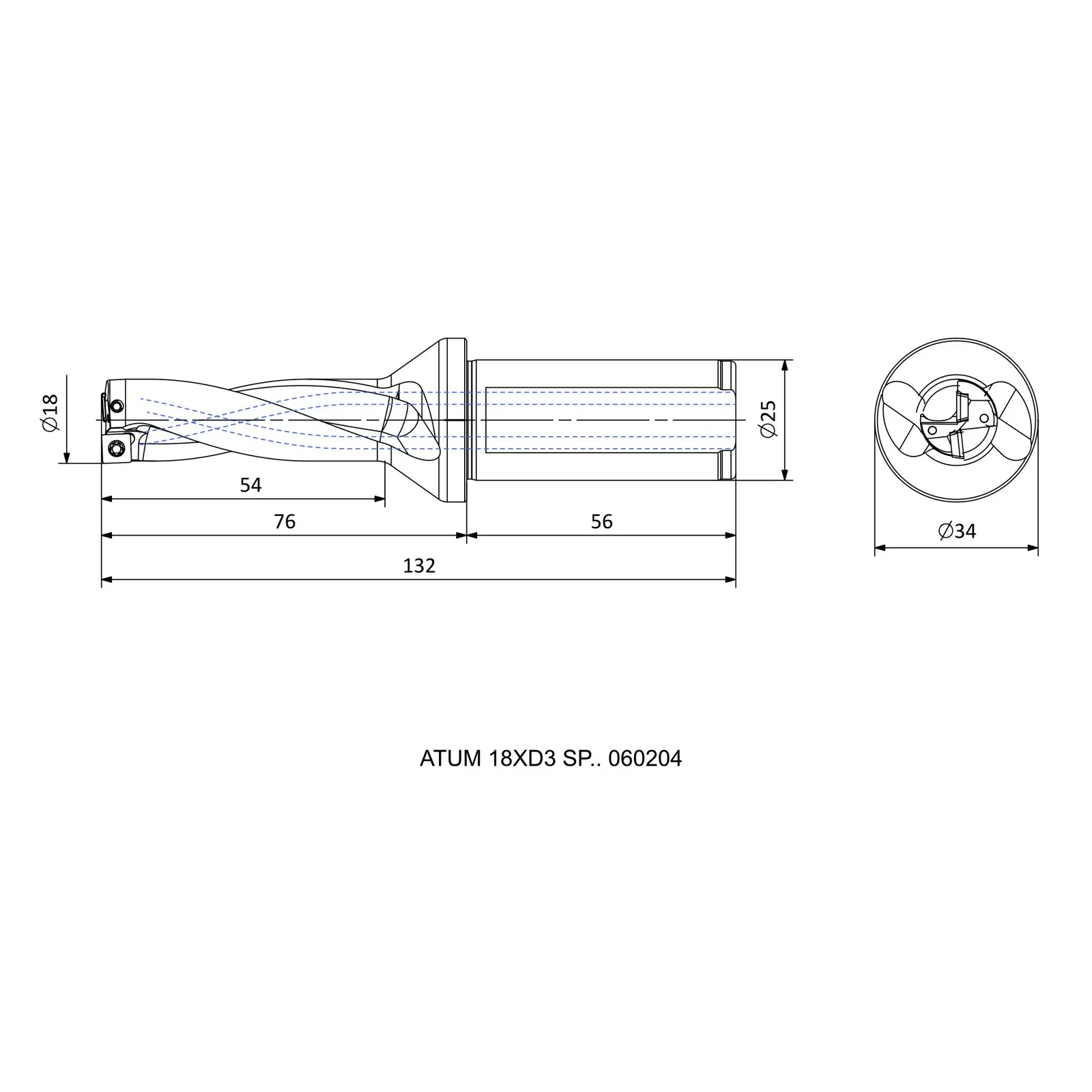 ATUM 18XD3 SP.. 060204 &mdash; dimensioned drawing