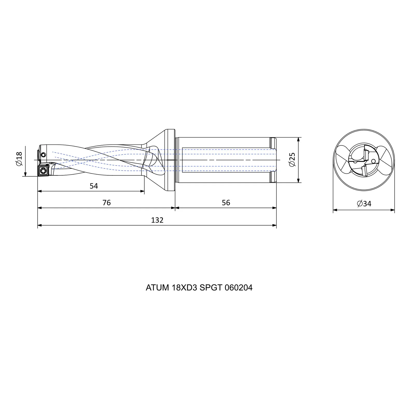 ATUM 18XD3 SPGT 060204 &mdash; dimensioned drawing