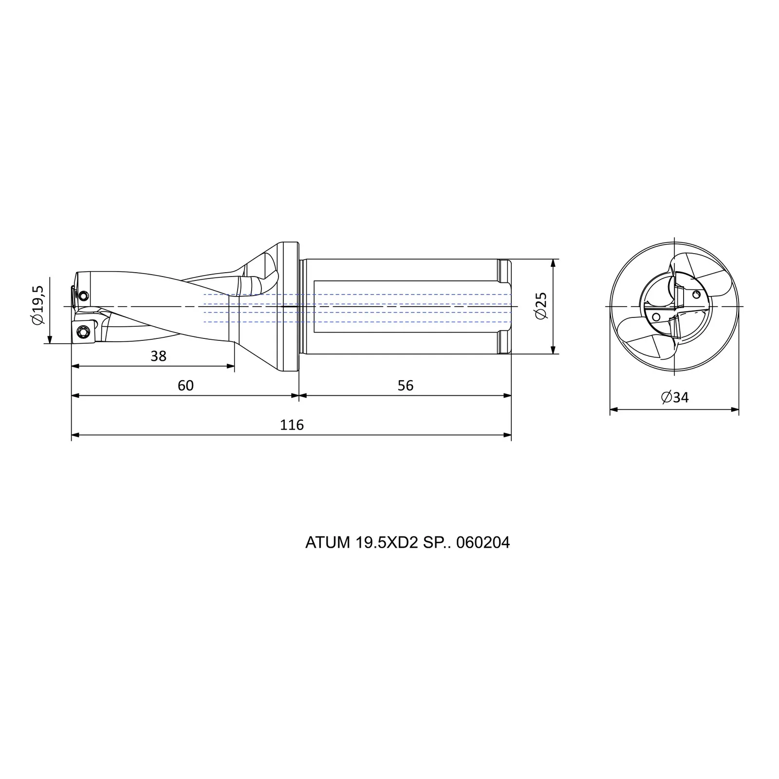 ATUM 19.5XD2 SP.. 060204 &mdash; dimensioned drawing