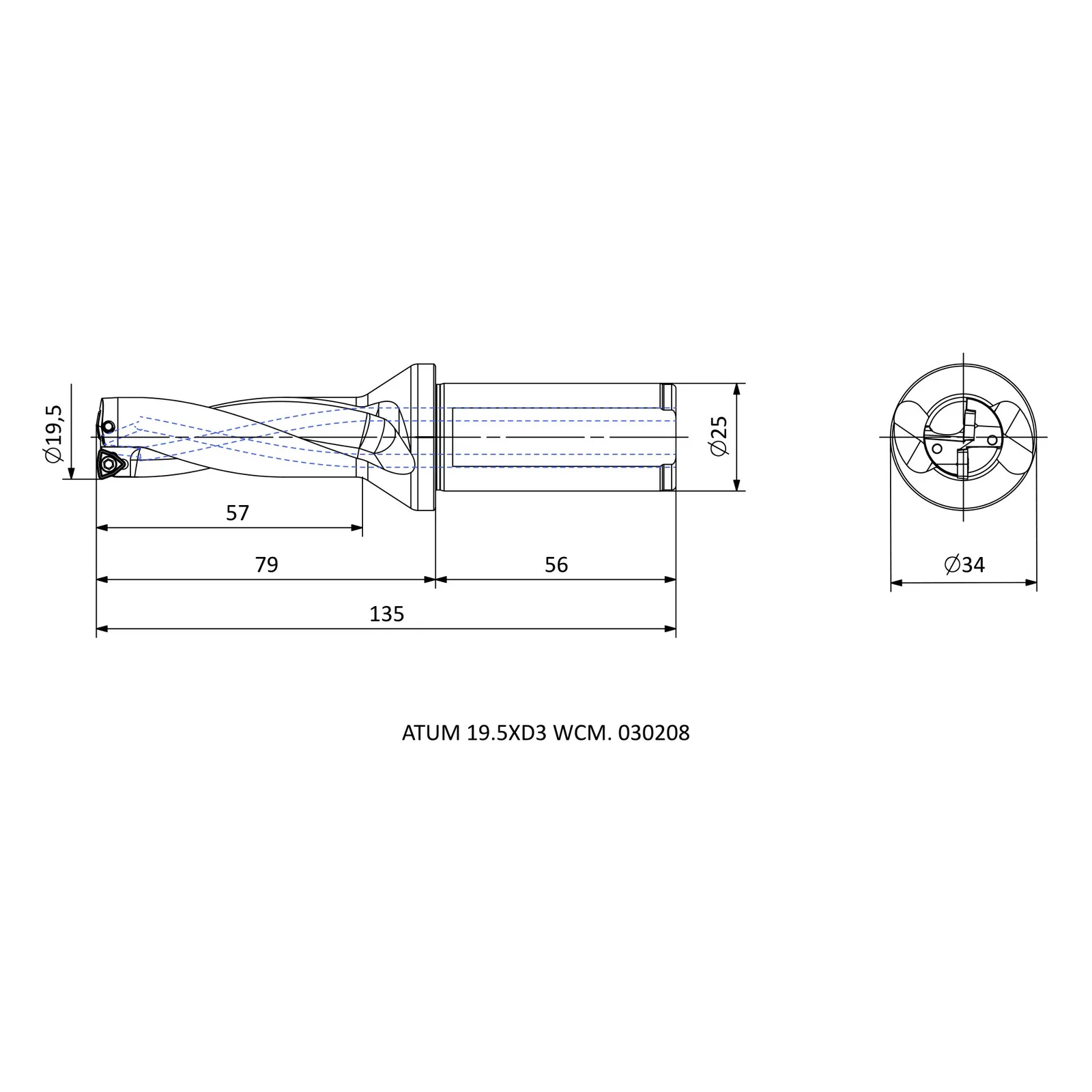 ATUM 19.5XD3 WCM. 030208 &mdash; dimensioned drawing