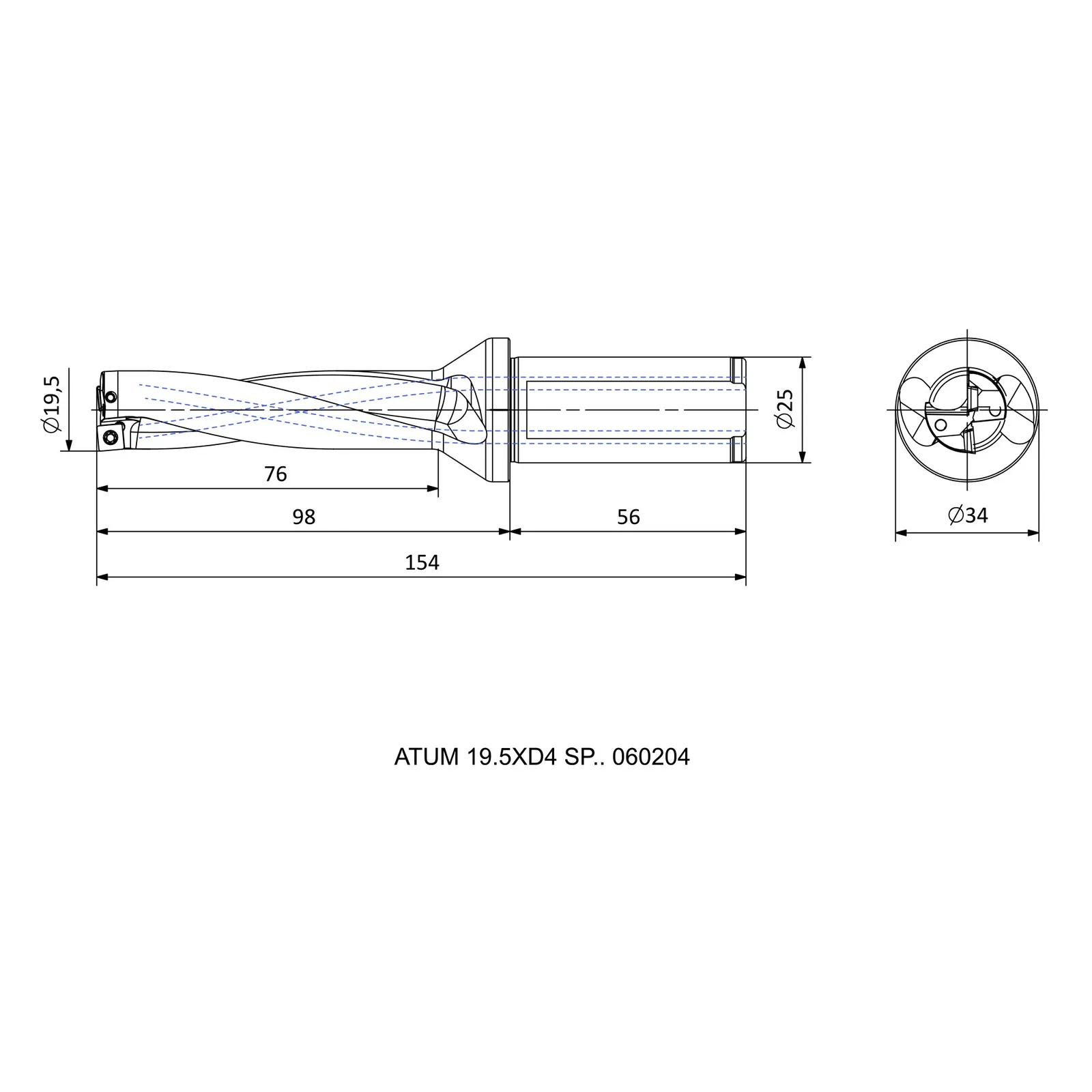 ATUM 19.5XD4 SP.. 060204 &mdash; dimensioned drawing