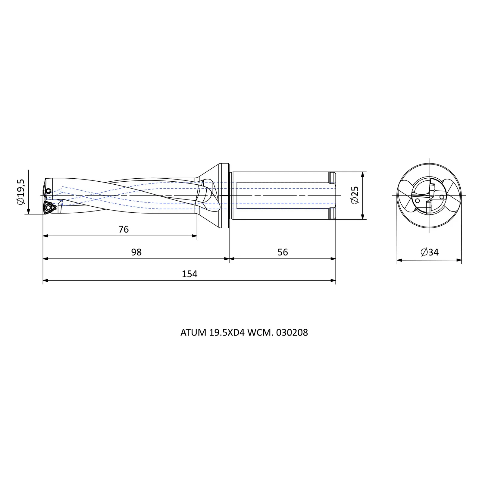 ATUM 19.5XD4 WCM. 030208 &mdash; dimensioned drawing