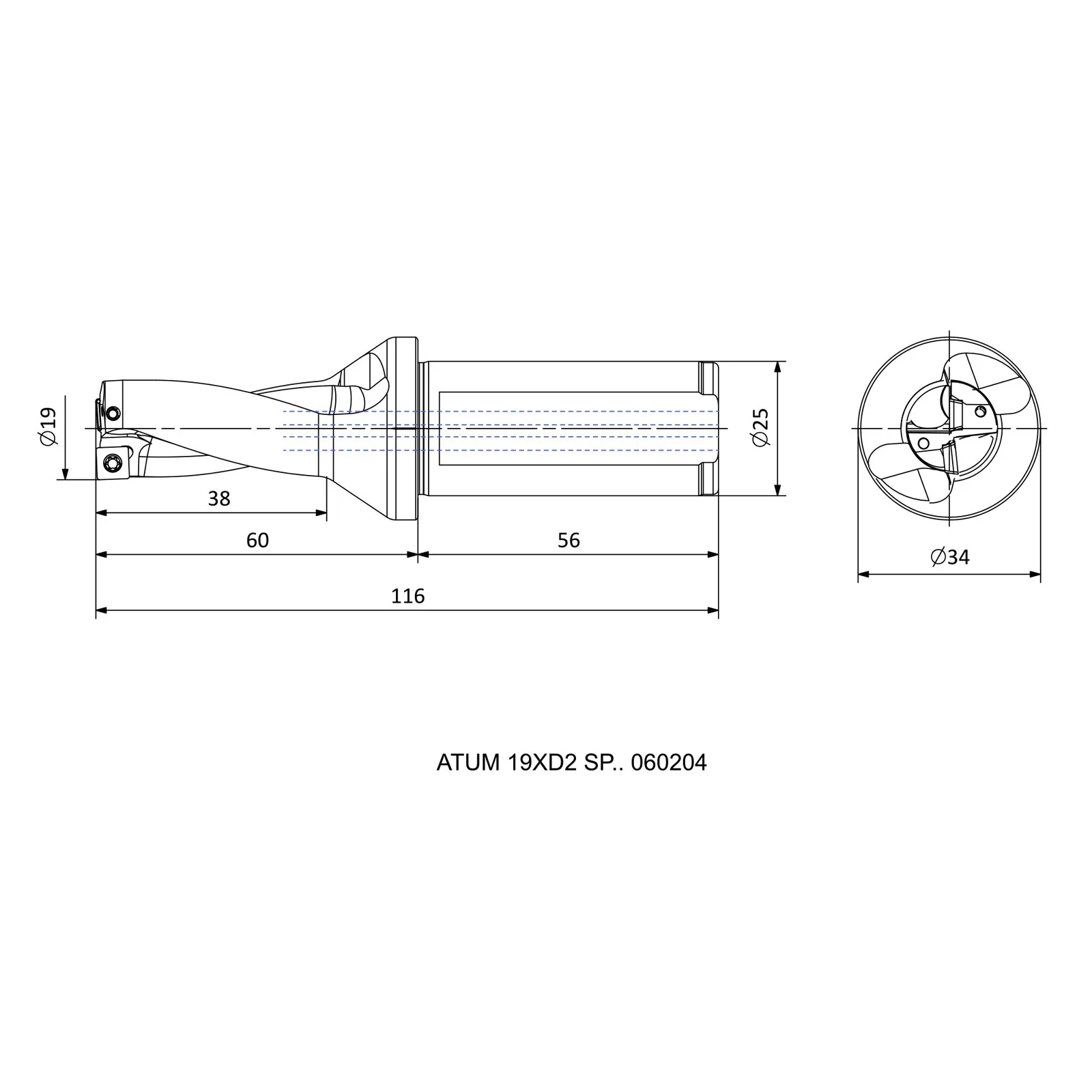 ATUM 19XD2 SP.. 060204 &mdash; dimensioned drawing