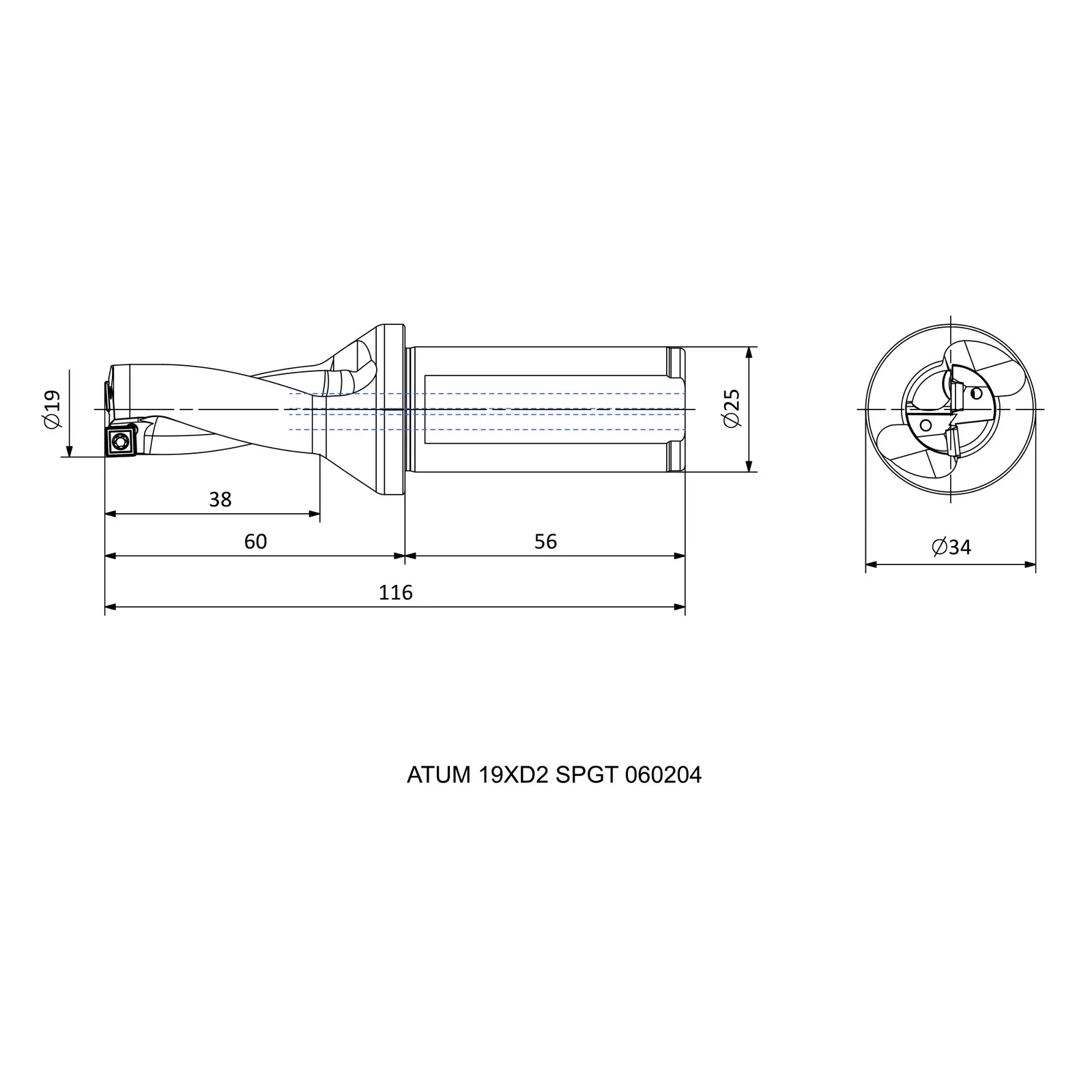 ATUM 19XD2 SPGT 060204 &mdash; dimensioned drawing