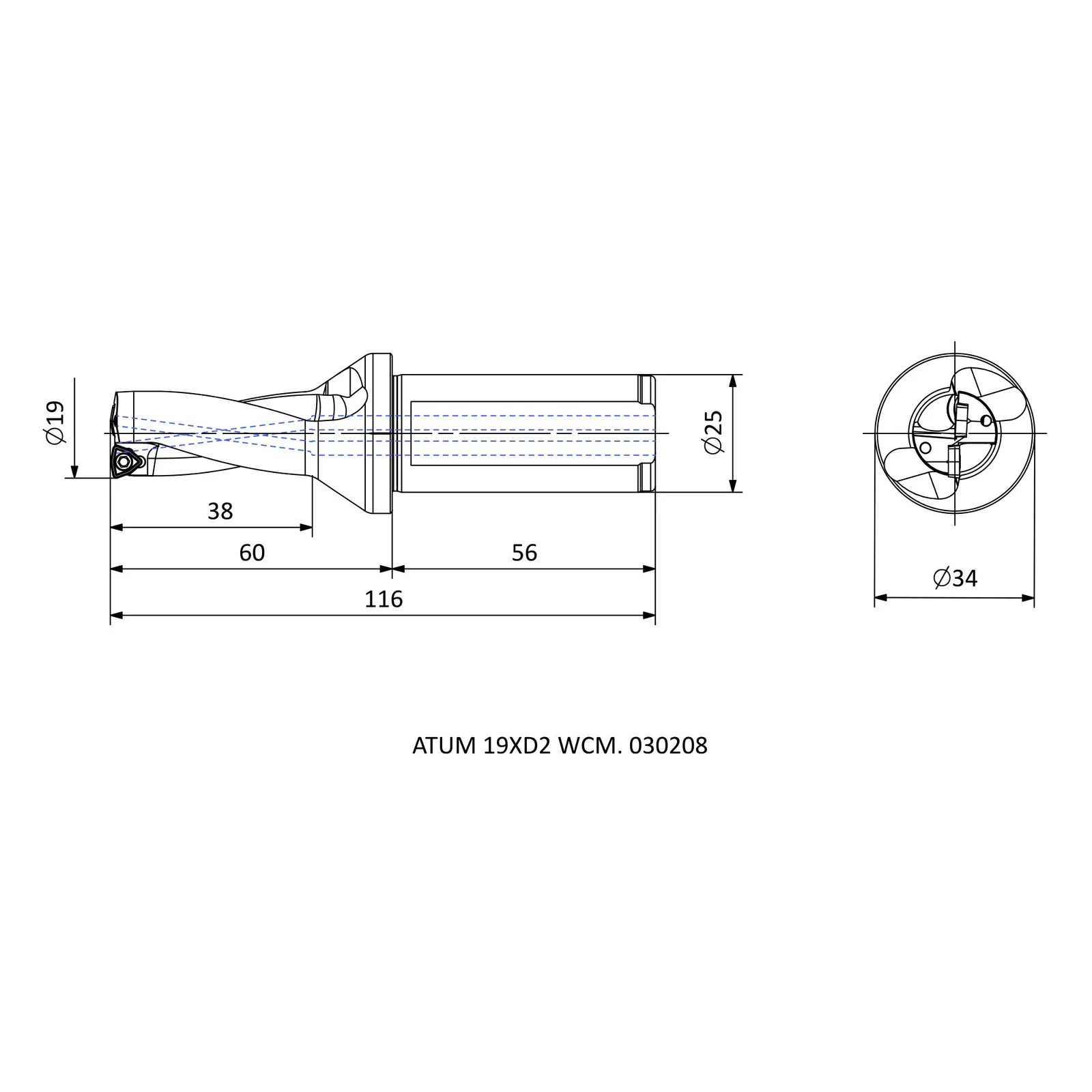 ATUM 19XD2 WCM. 030208 &mdash; dimensioned drawing