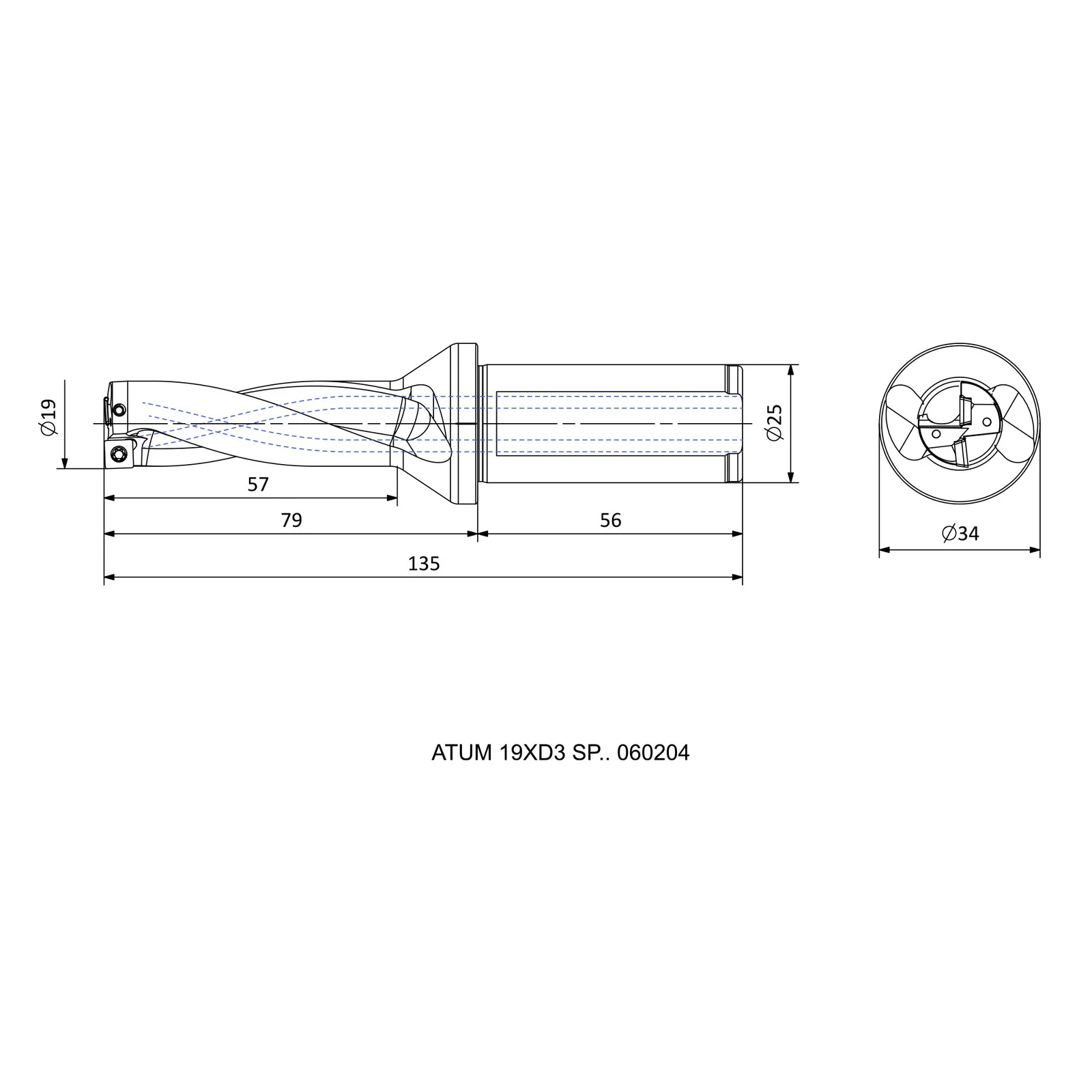 ATUM 19XD3 SP.. 060204 &mdash; dimensioned drawing