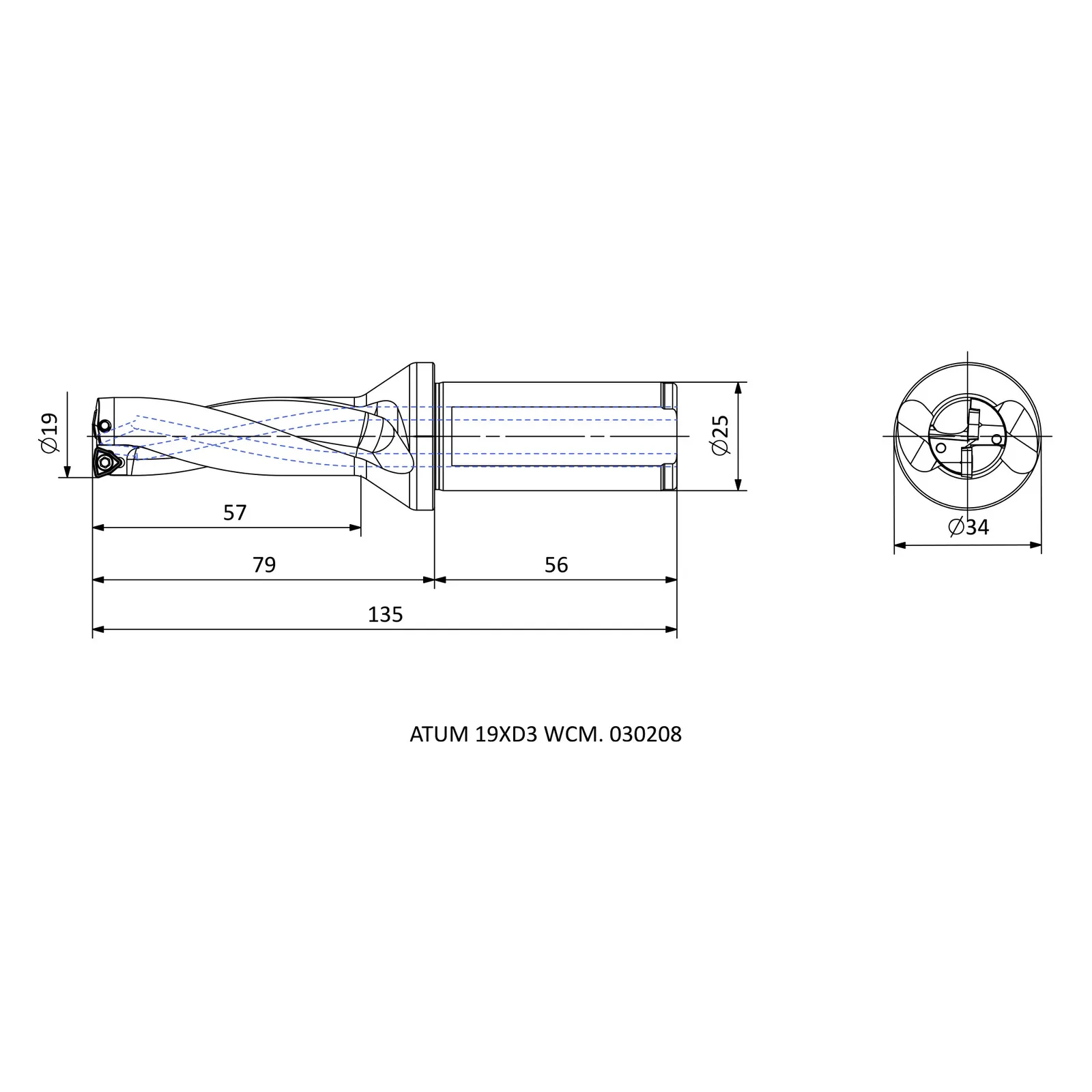 ATUM 19XD3 WCM. 030208 &mdash; dimensioned drawing