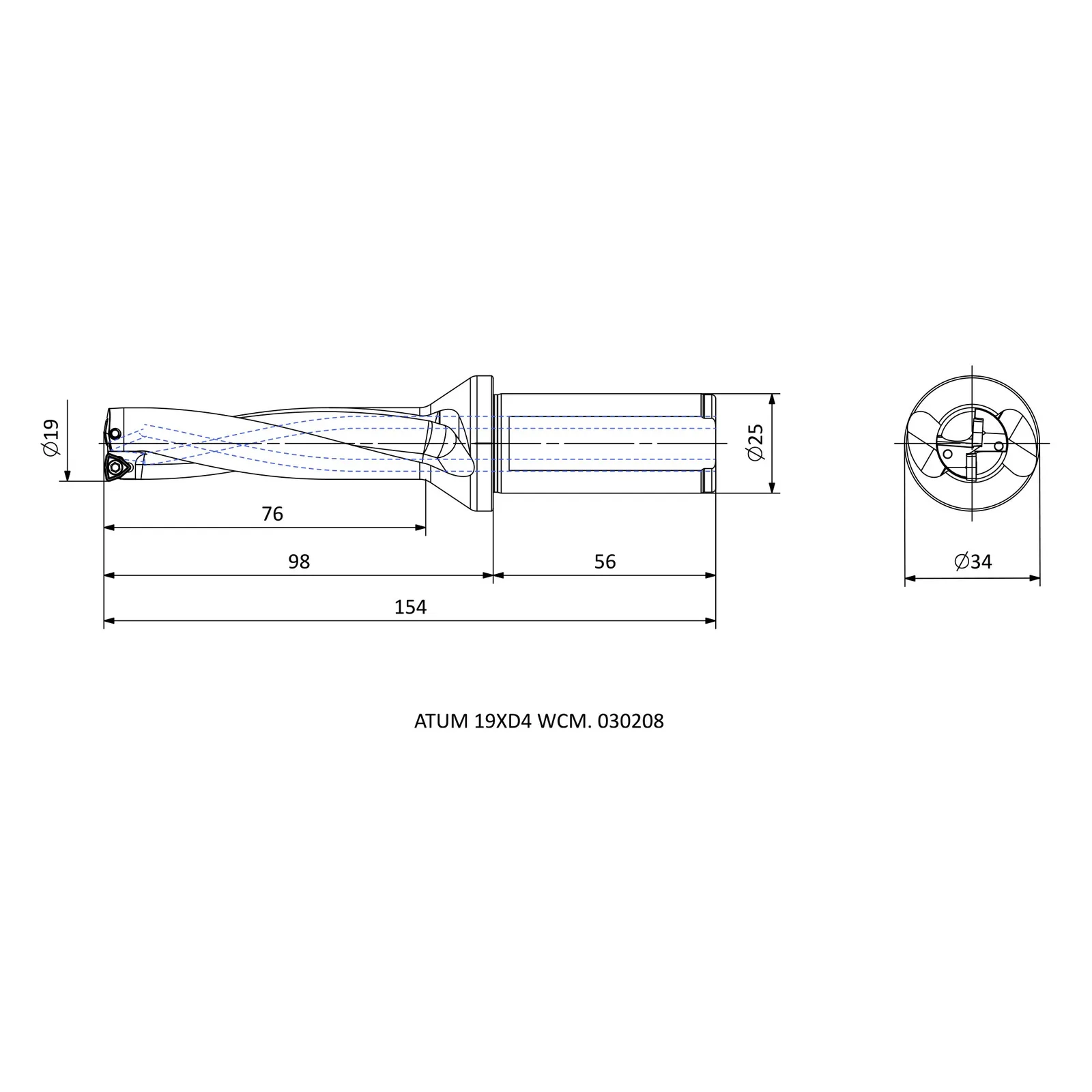 ATUM 19XD4 WCM. 030208 &mdash; dimensioned drawing