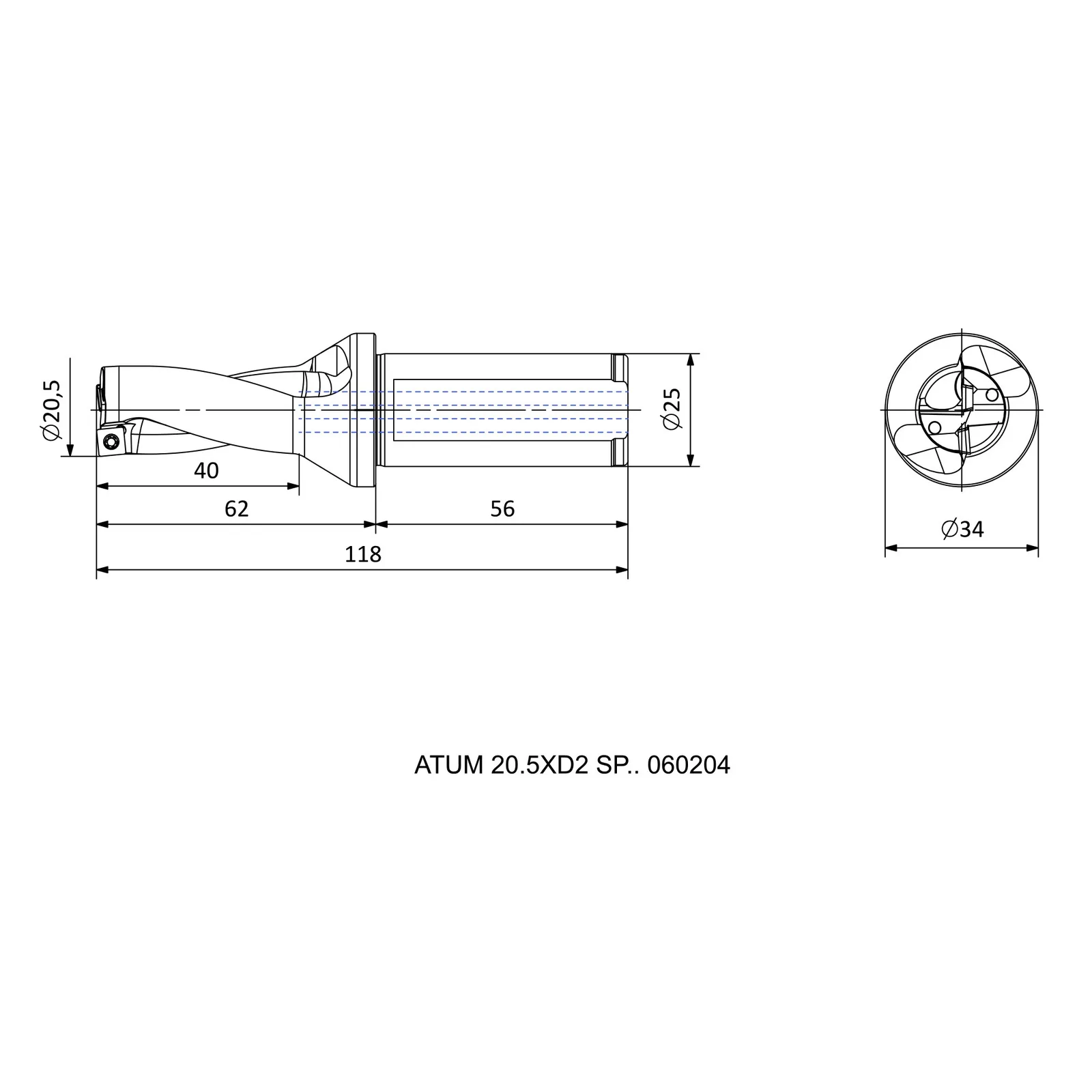 ATUM 20.5XD2 SP.. 060204 &mdash; dimensioned drawing